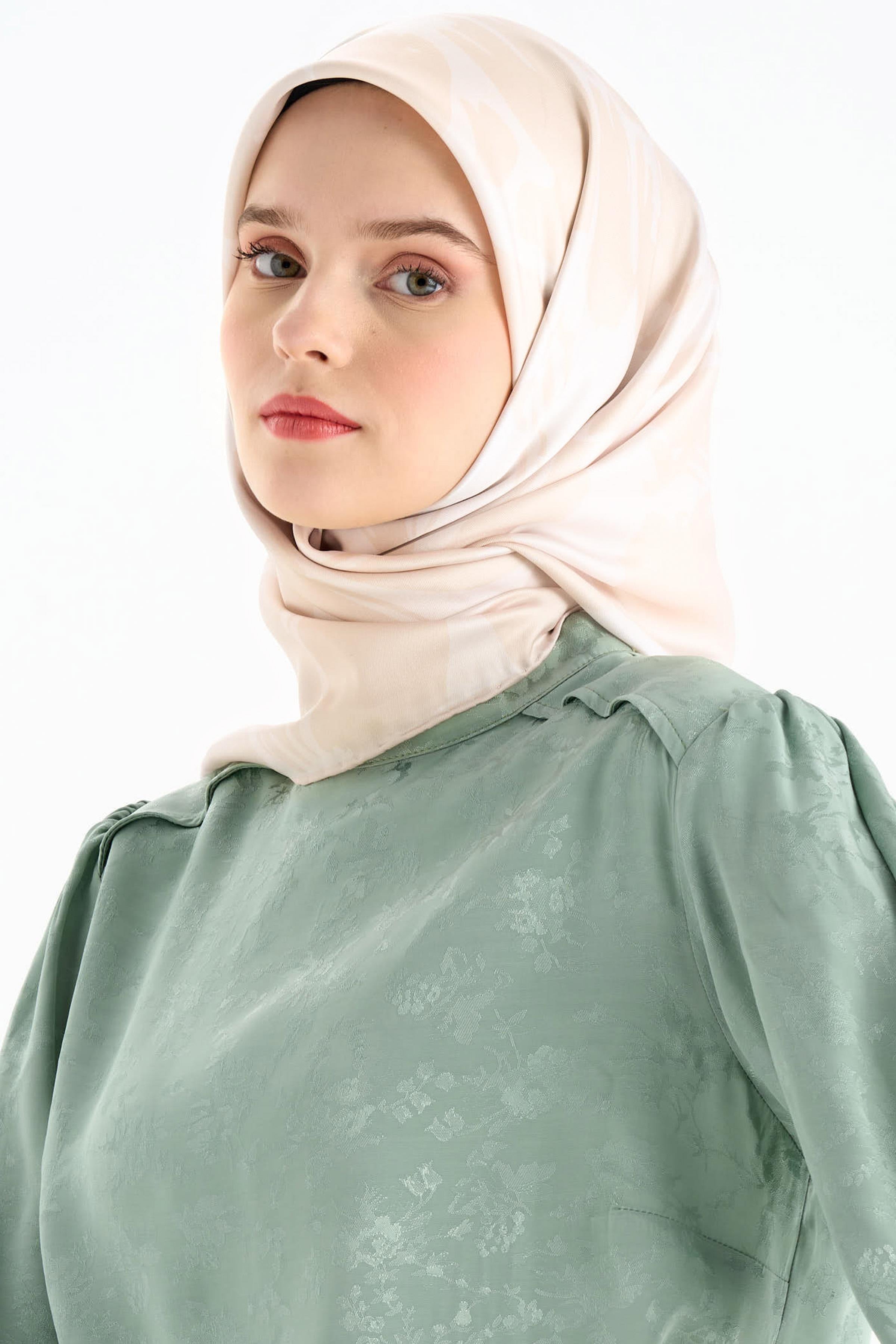 Floral Desen Stil Eşarp - Bej TUGBA