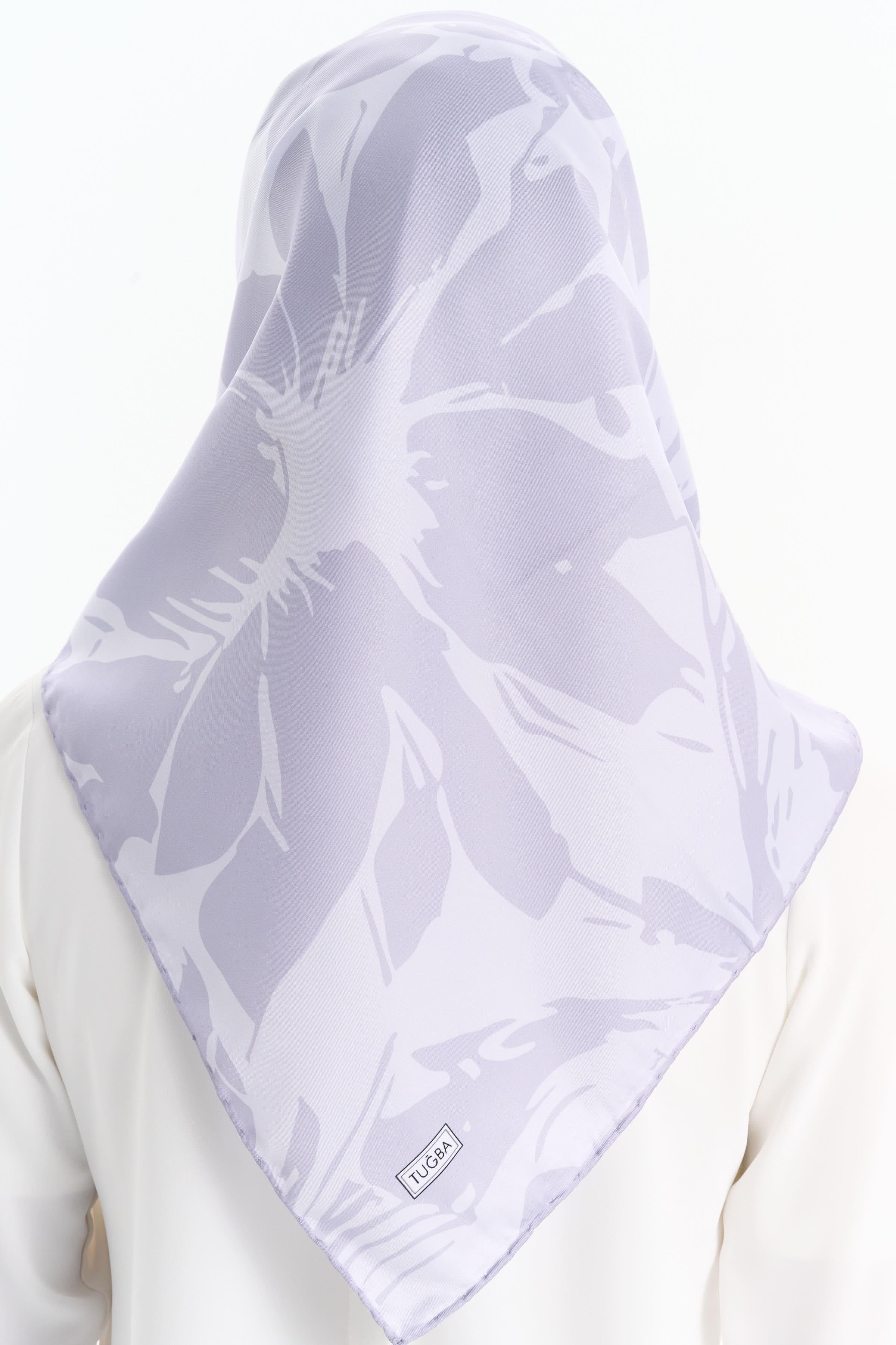 Floral Desen Stil Eşarp - Gri TUGBA