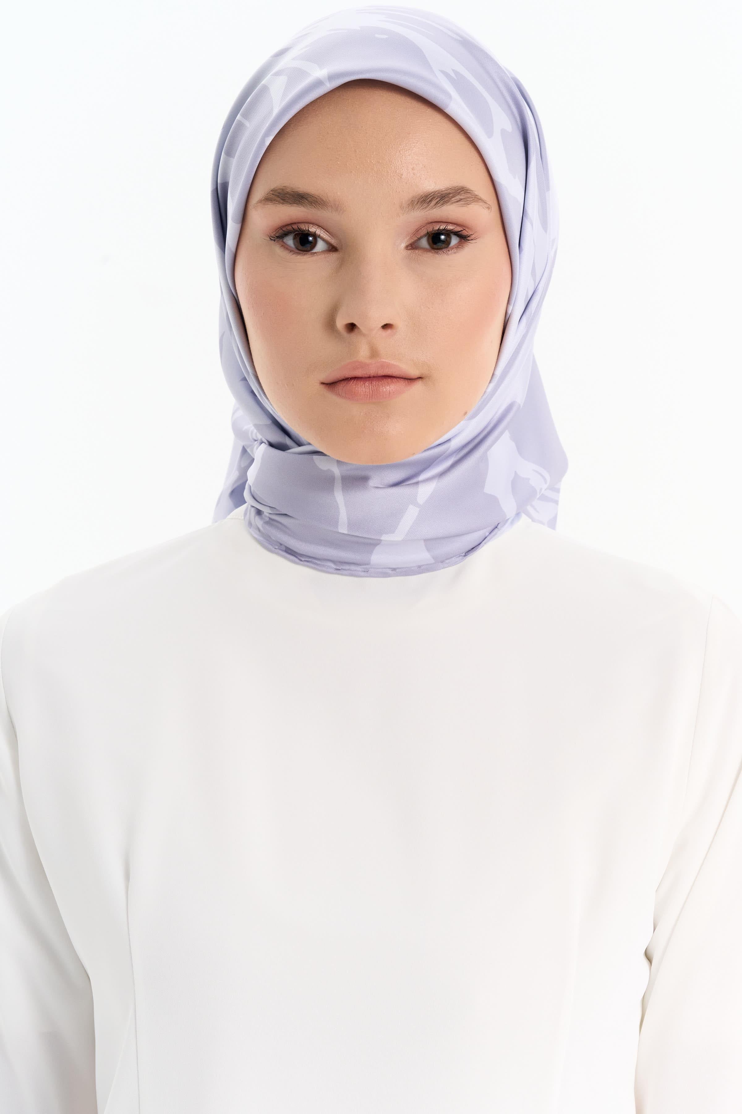 Floral Desen Stil Eşarp - Gri TUGBA