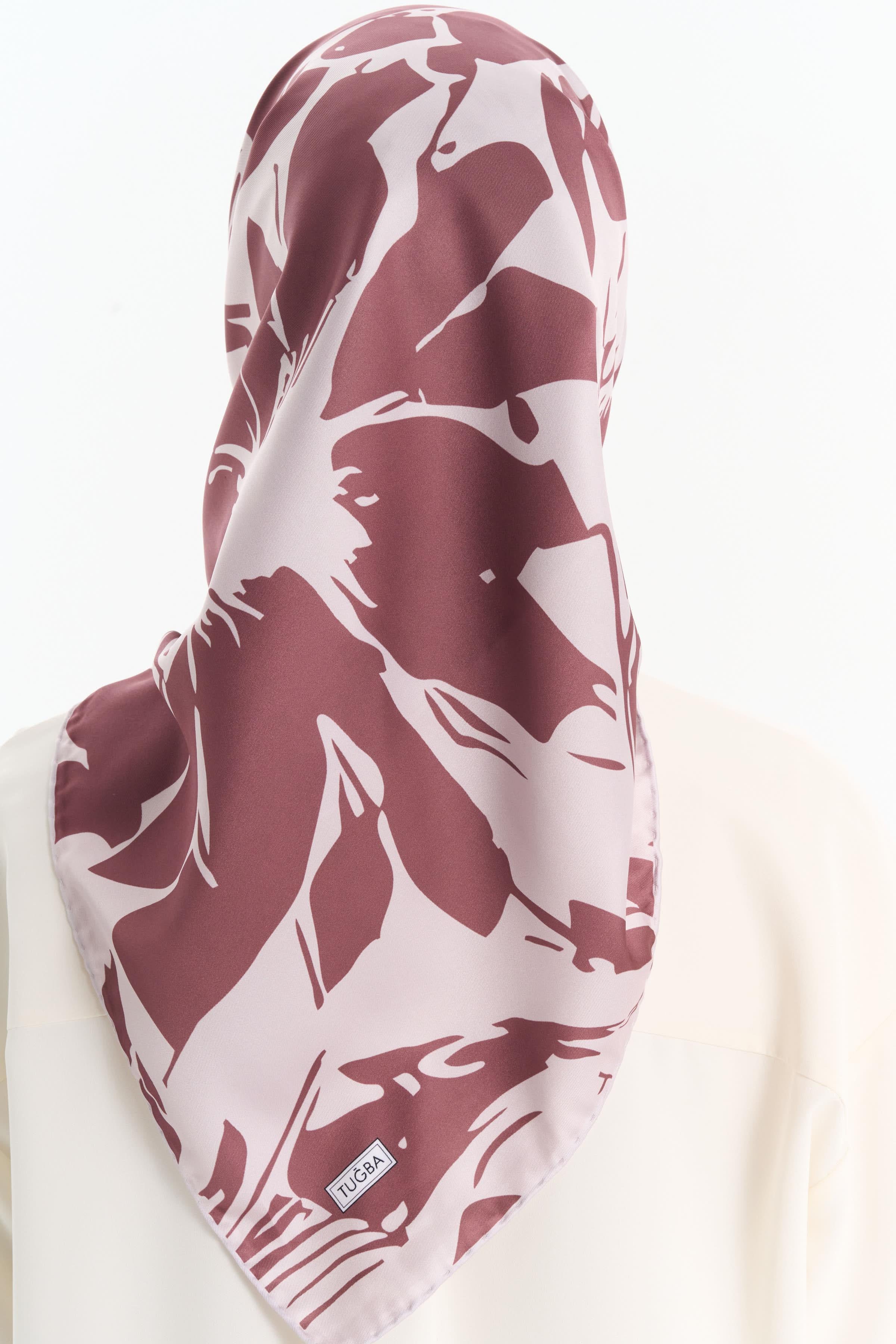 Floral Desen Stil Eşarp - Kahve TUGBA