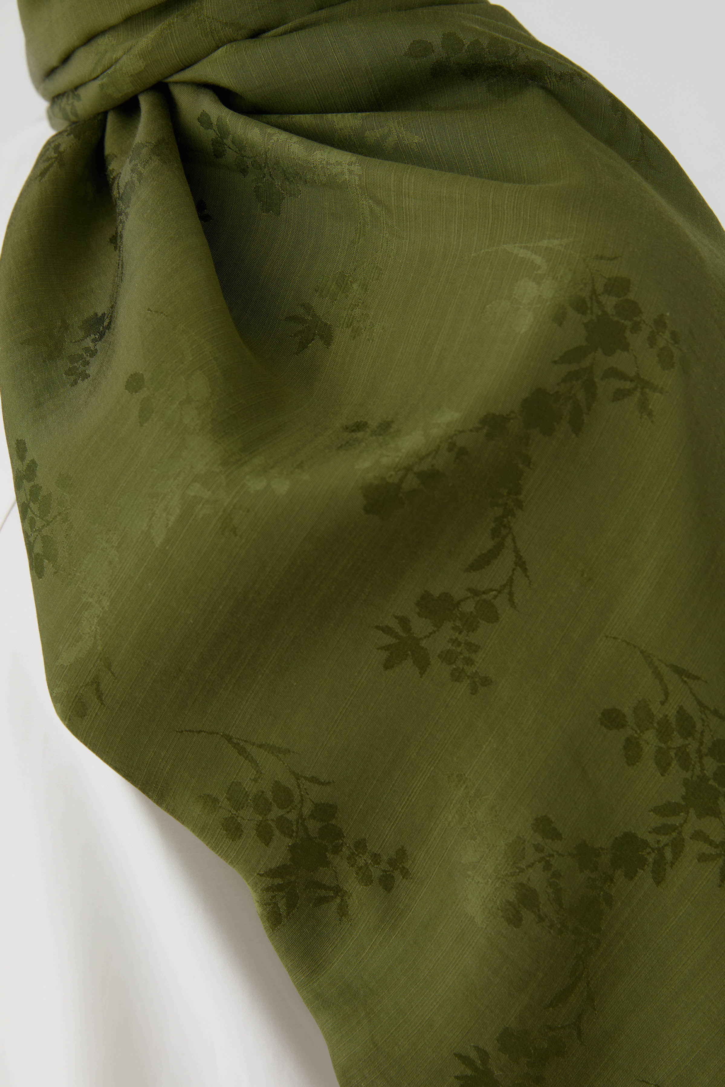 Floral Jakar Naturel Şal - Haki TUGBA