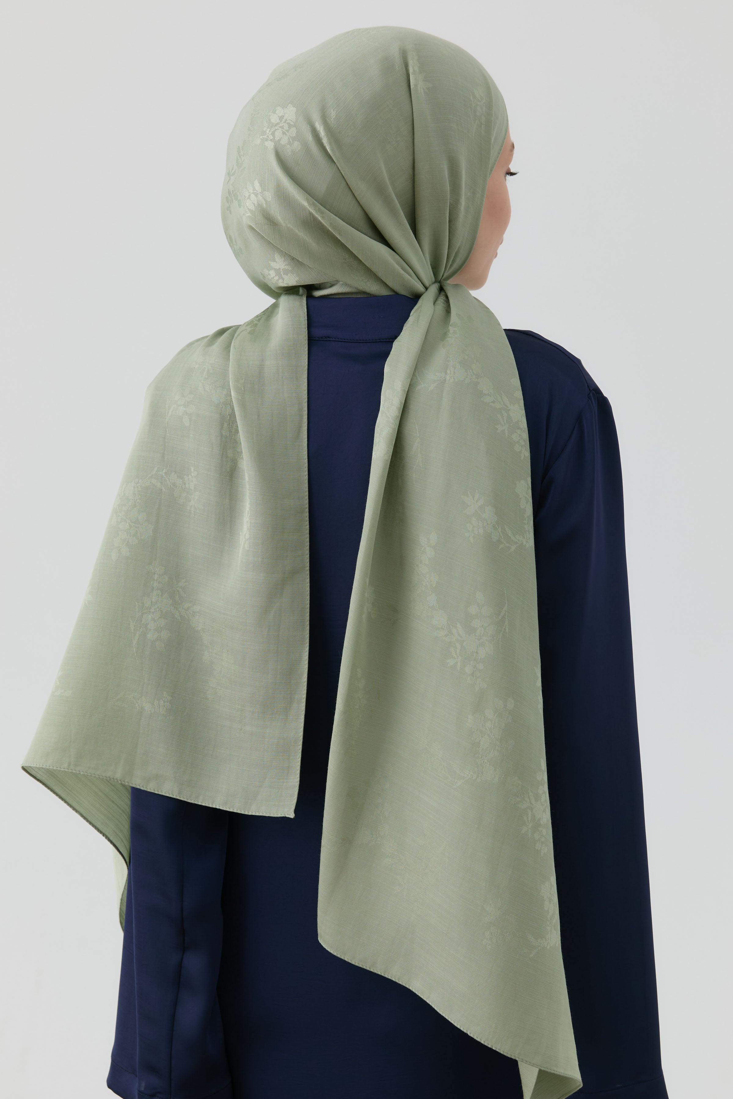 Floral Jakar Naturel Şal - Mint TUGBA