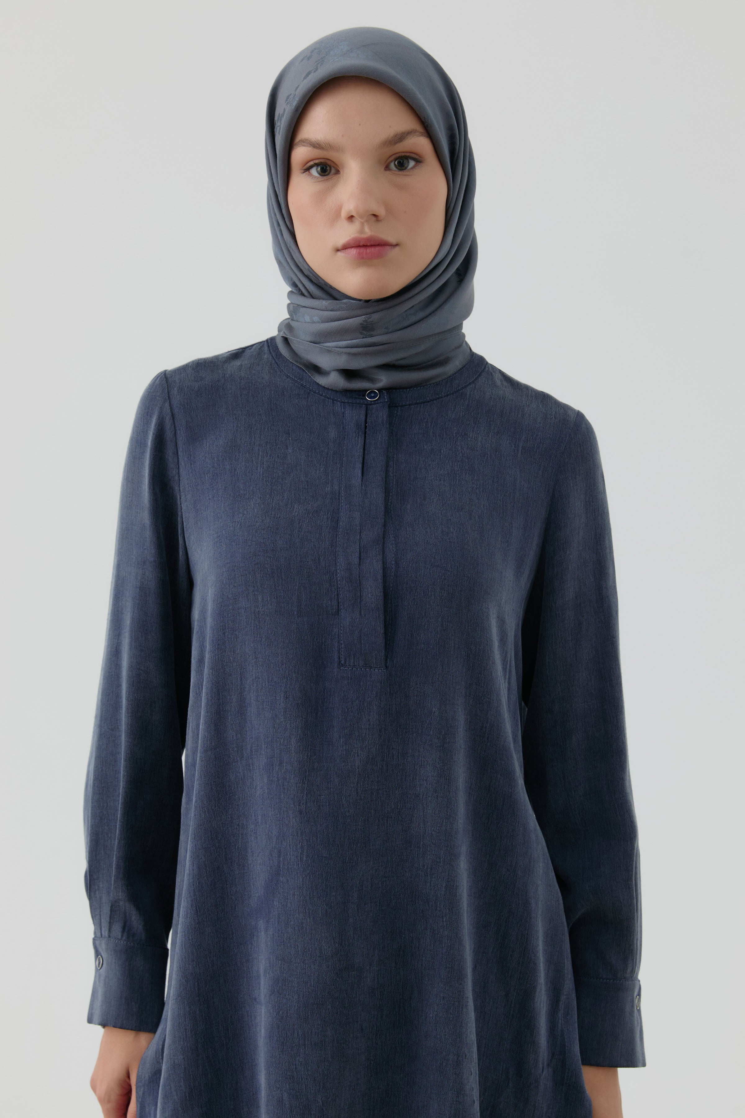 Floral Jakar Nida Naturel Eşarp - Füme TUGBA