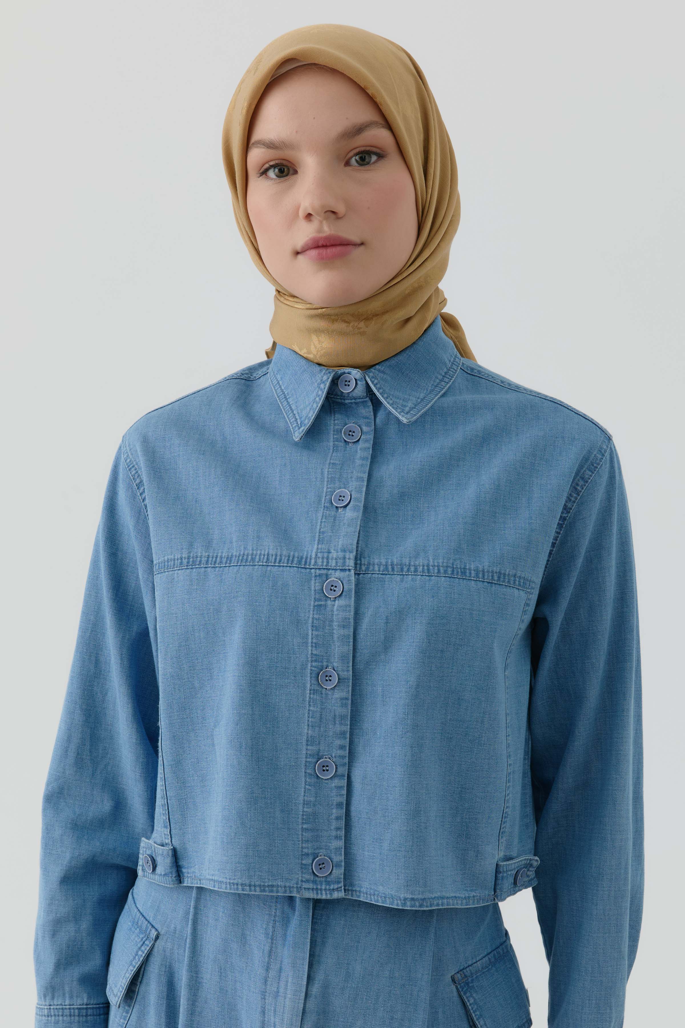 Floral Jakar Nida Naturel Eşarp - Safran TUGBA