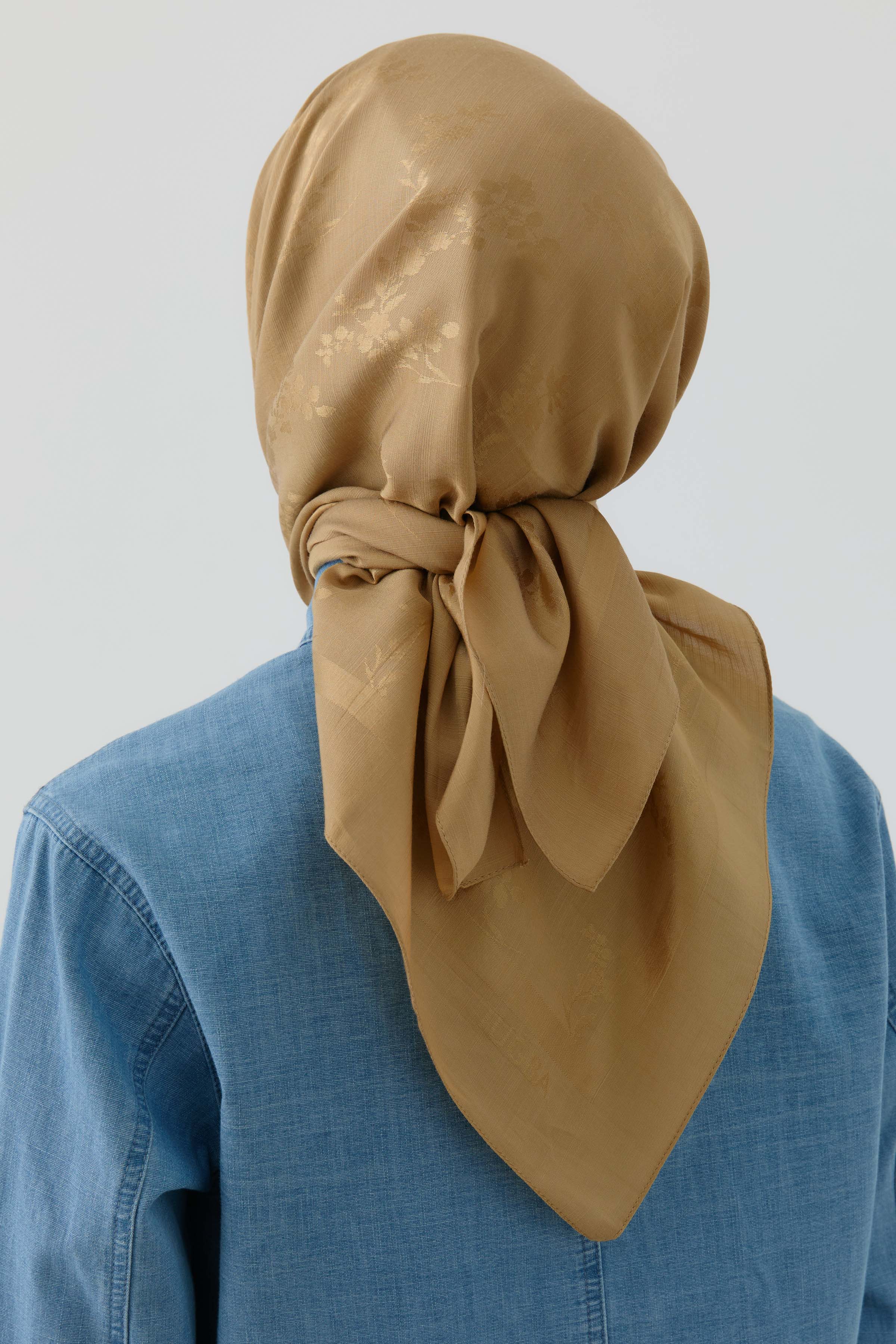 Floral Jakar Nida Naturel Eşarp - Safran TUGBA