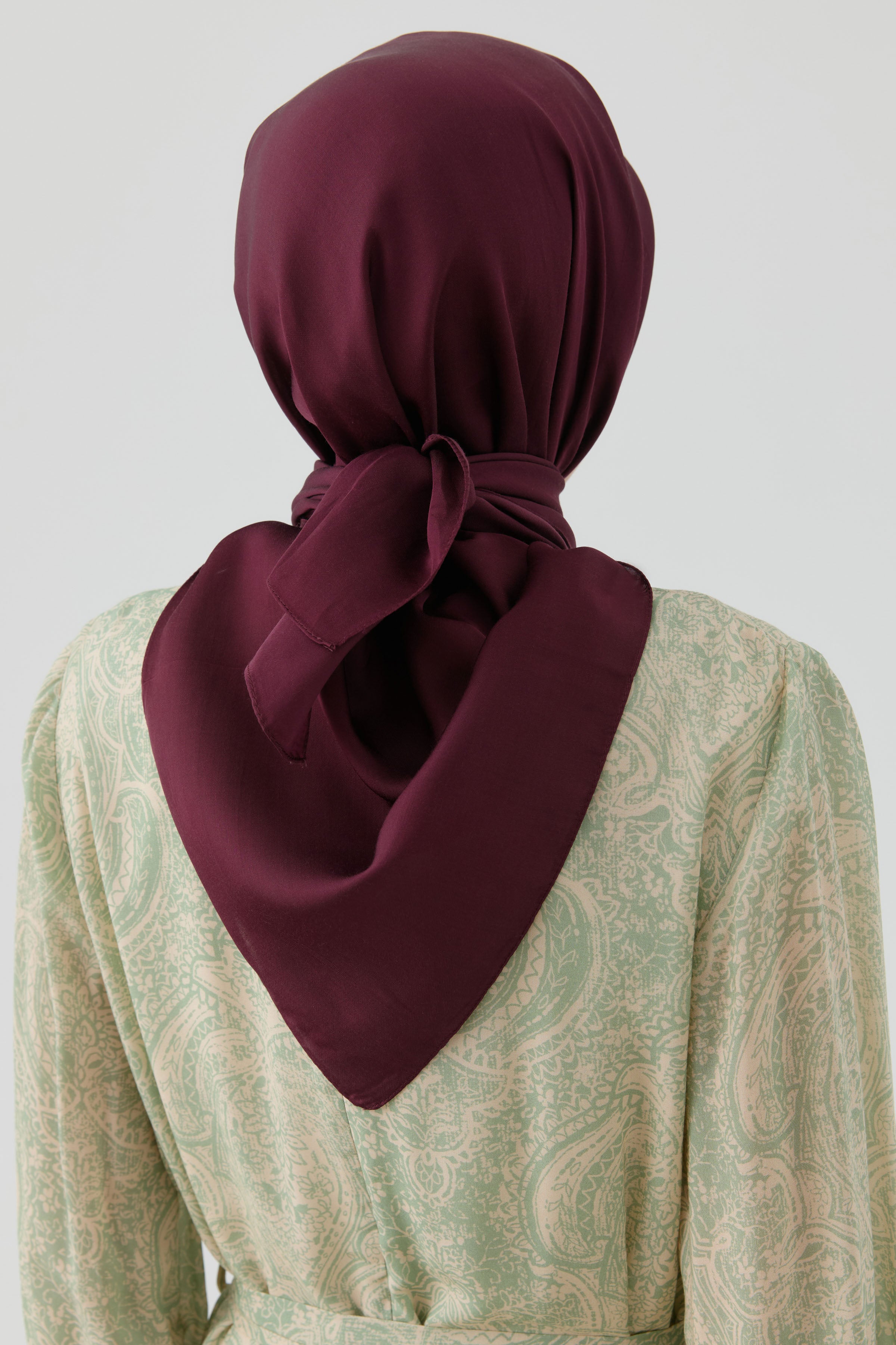 Floş Pamuk Naturel Eşarp - Bordo TUGBA