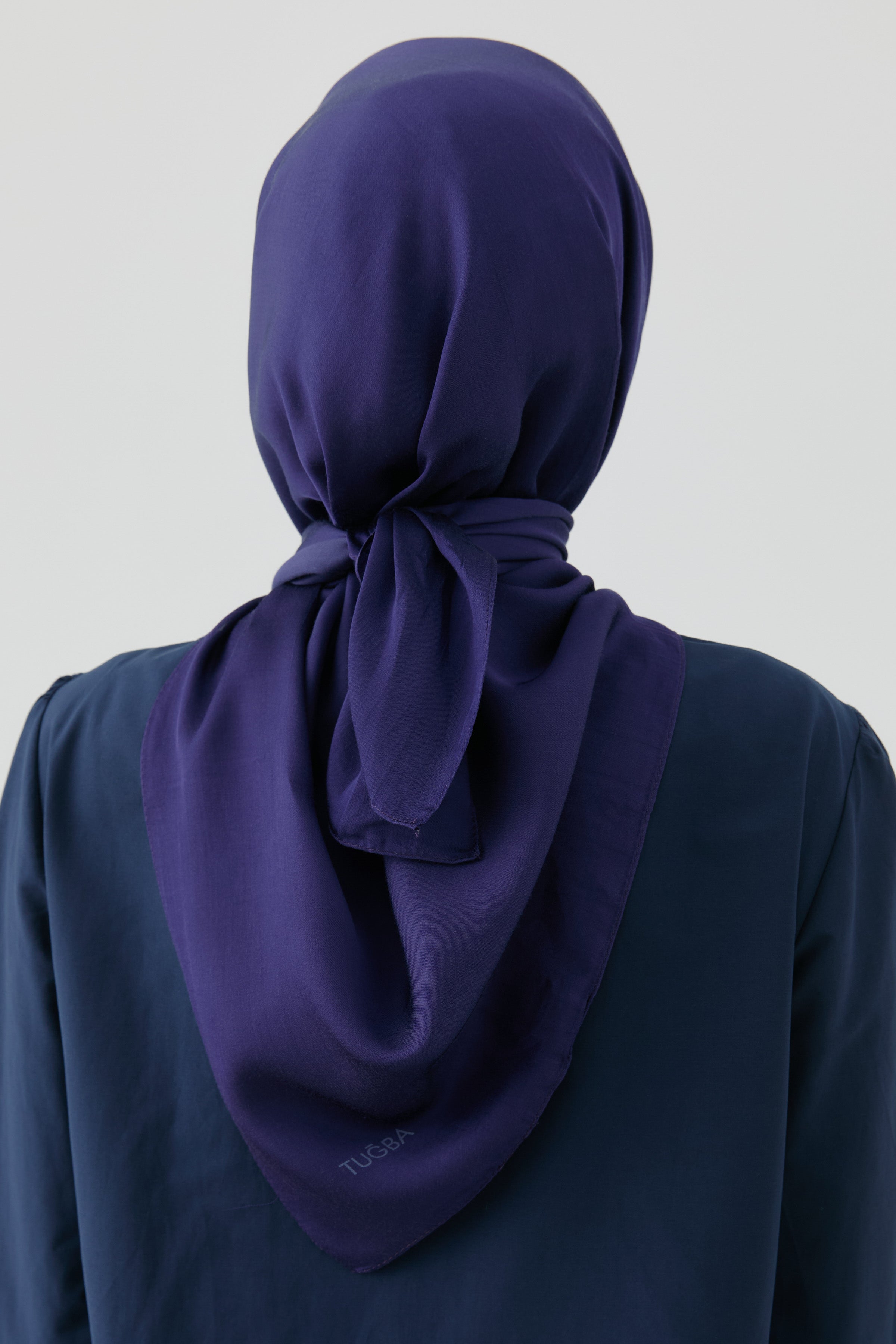 Floş Pamuk Naturel Eşarp - Lacivert TUGBA