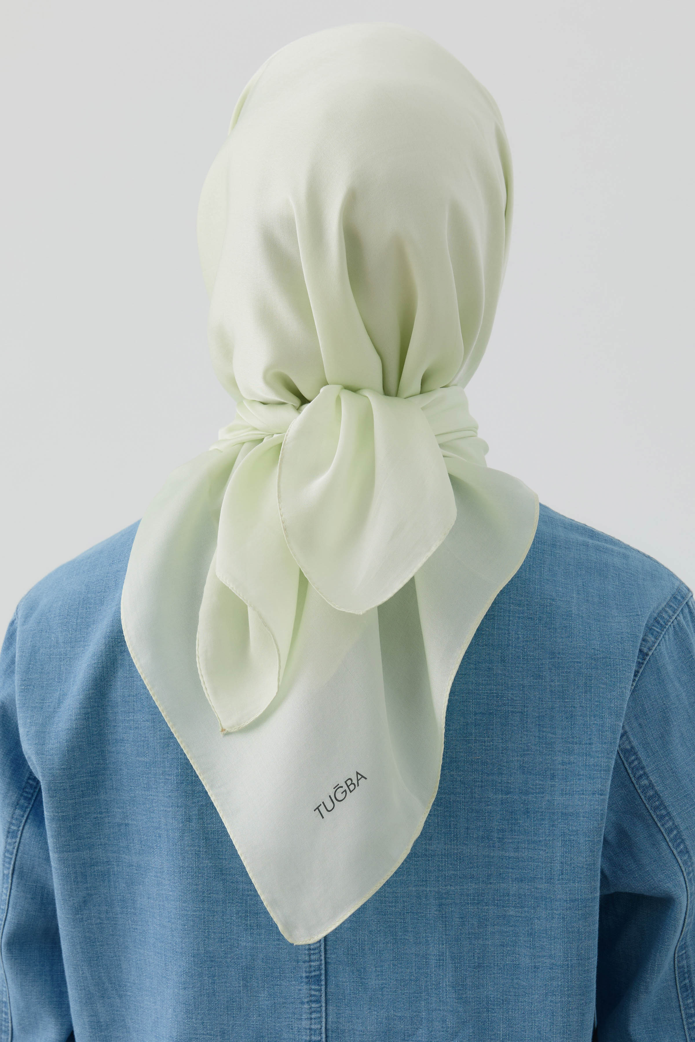 Floş Pamuk Naturel Eşarp - Mint TUGBA