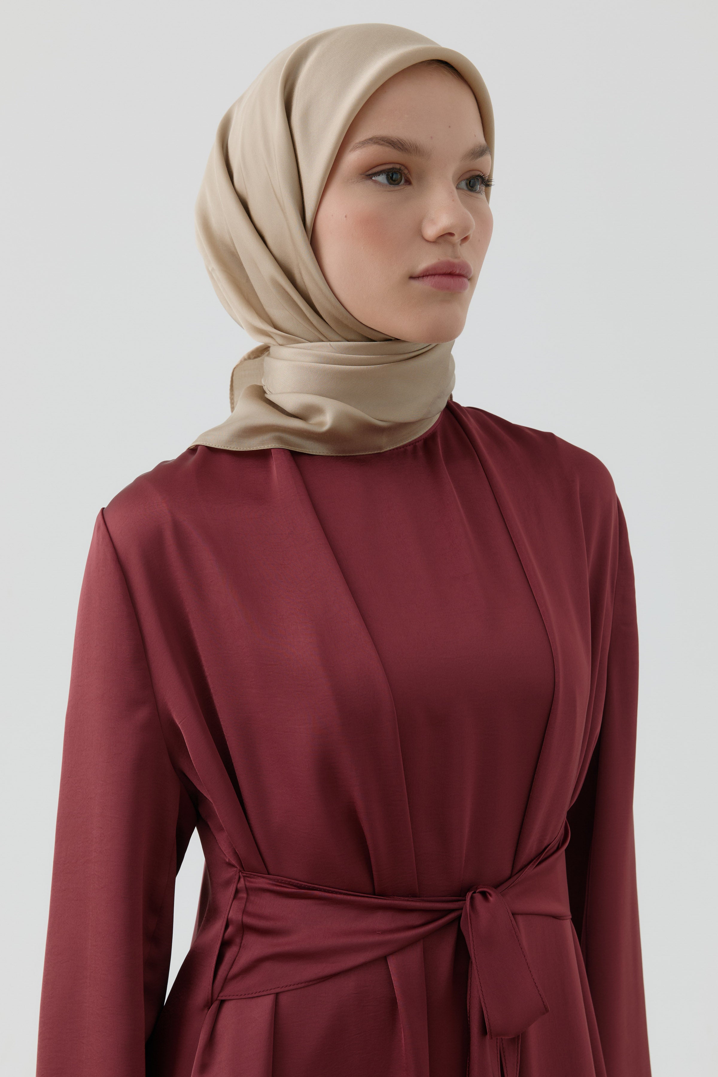 Floş Pamuk Naturel Eşarp - Vizon TUGBA