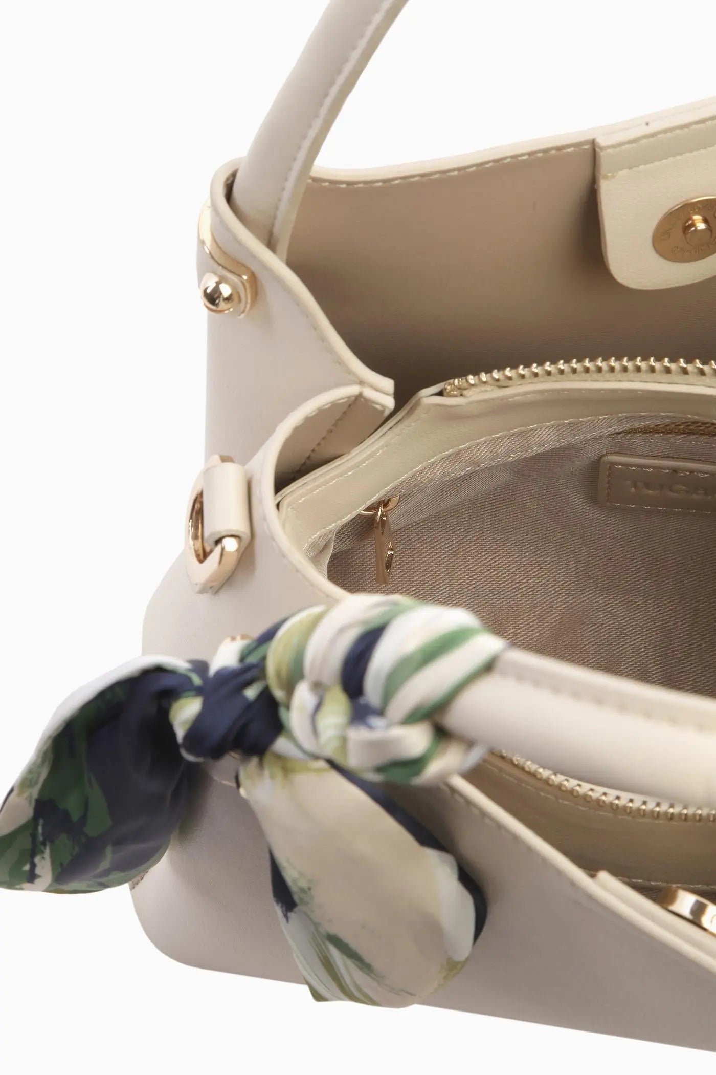 Fular Detaylı Çift Kulplu Çanta - Bej TUGBA