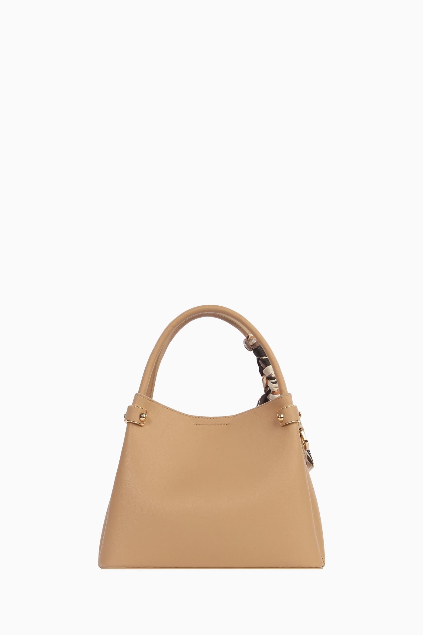 Fular Detaylı Çift Kulplu Çanta - Camel TUGBA