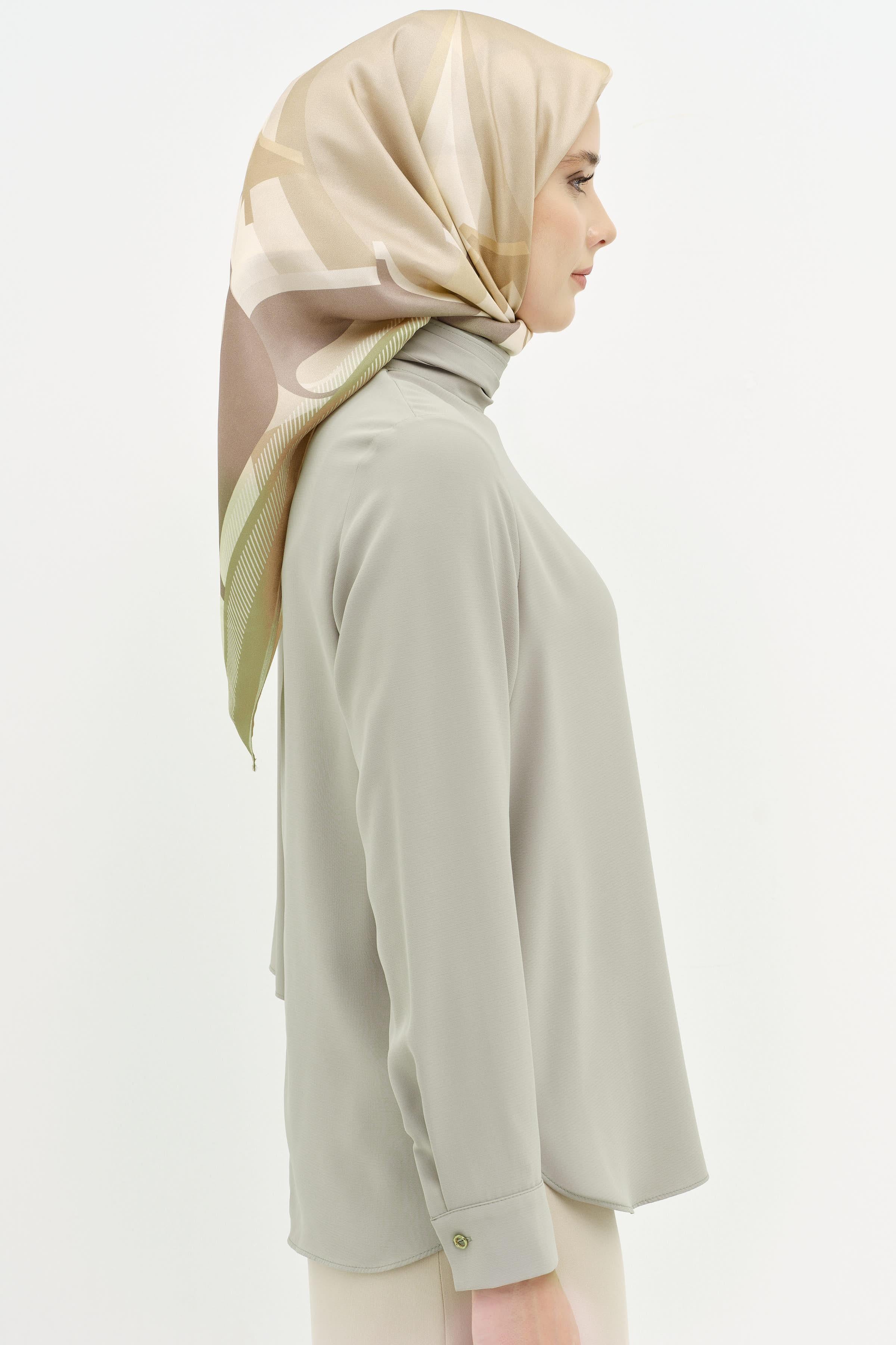 Fular Yaka Detaylı Bluz - Olive TUGBA