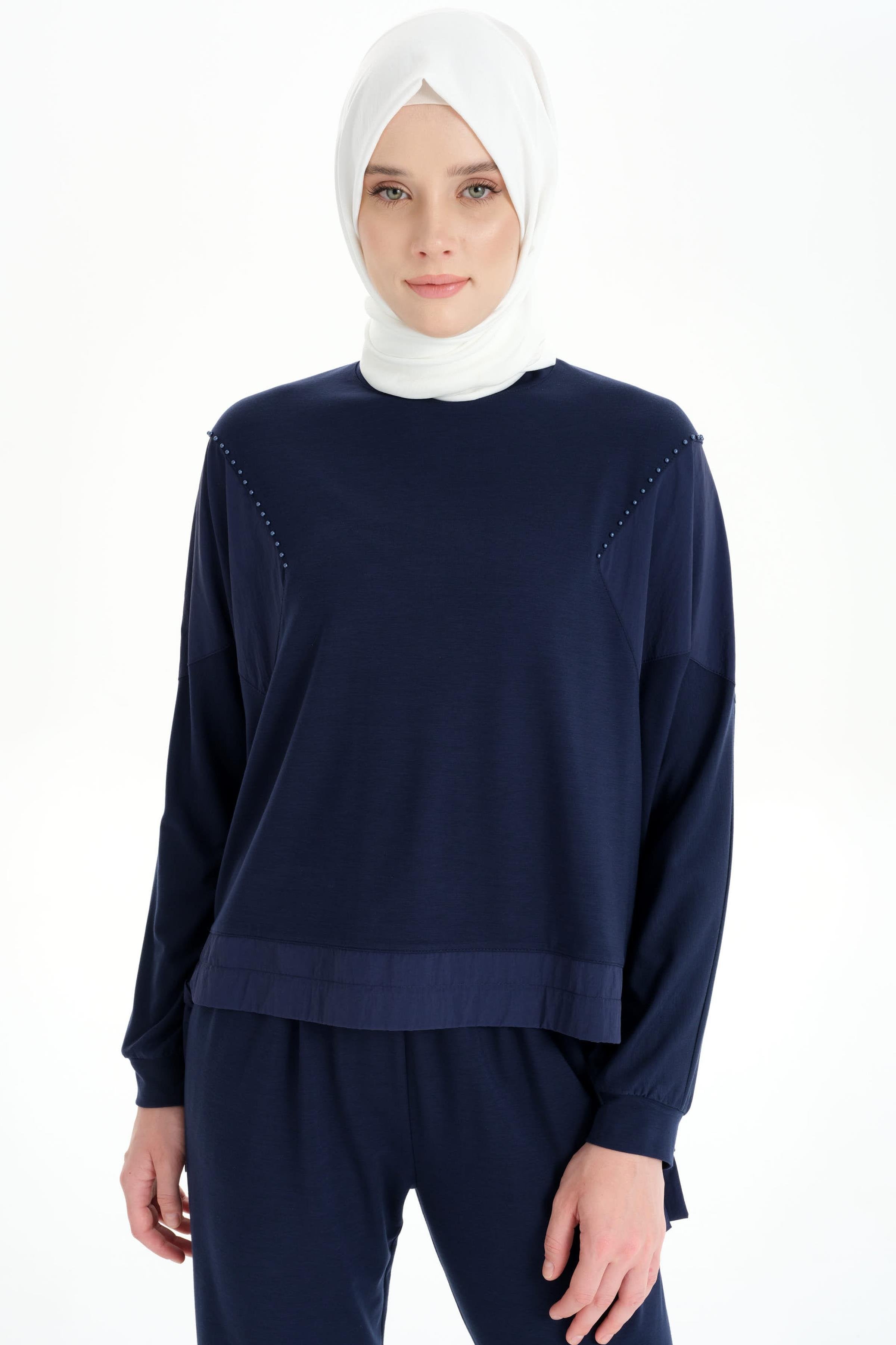 Garnili Asimetrik Sweat - Lacivert TUGBA