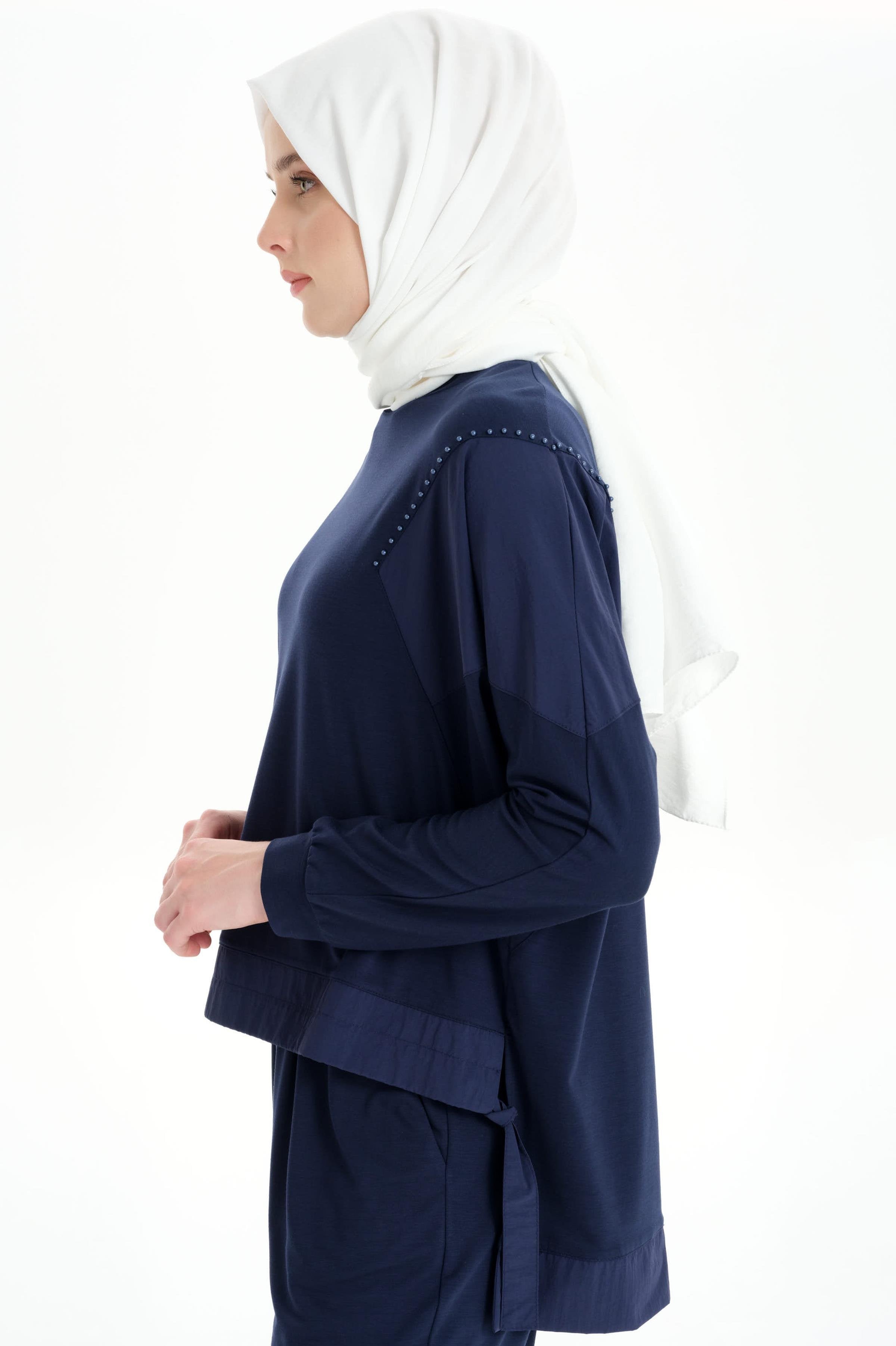 Garnili Asimetrik Sweat - Lacivert TUGBA