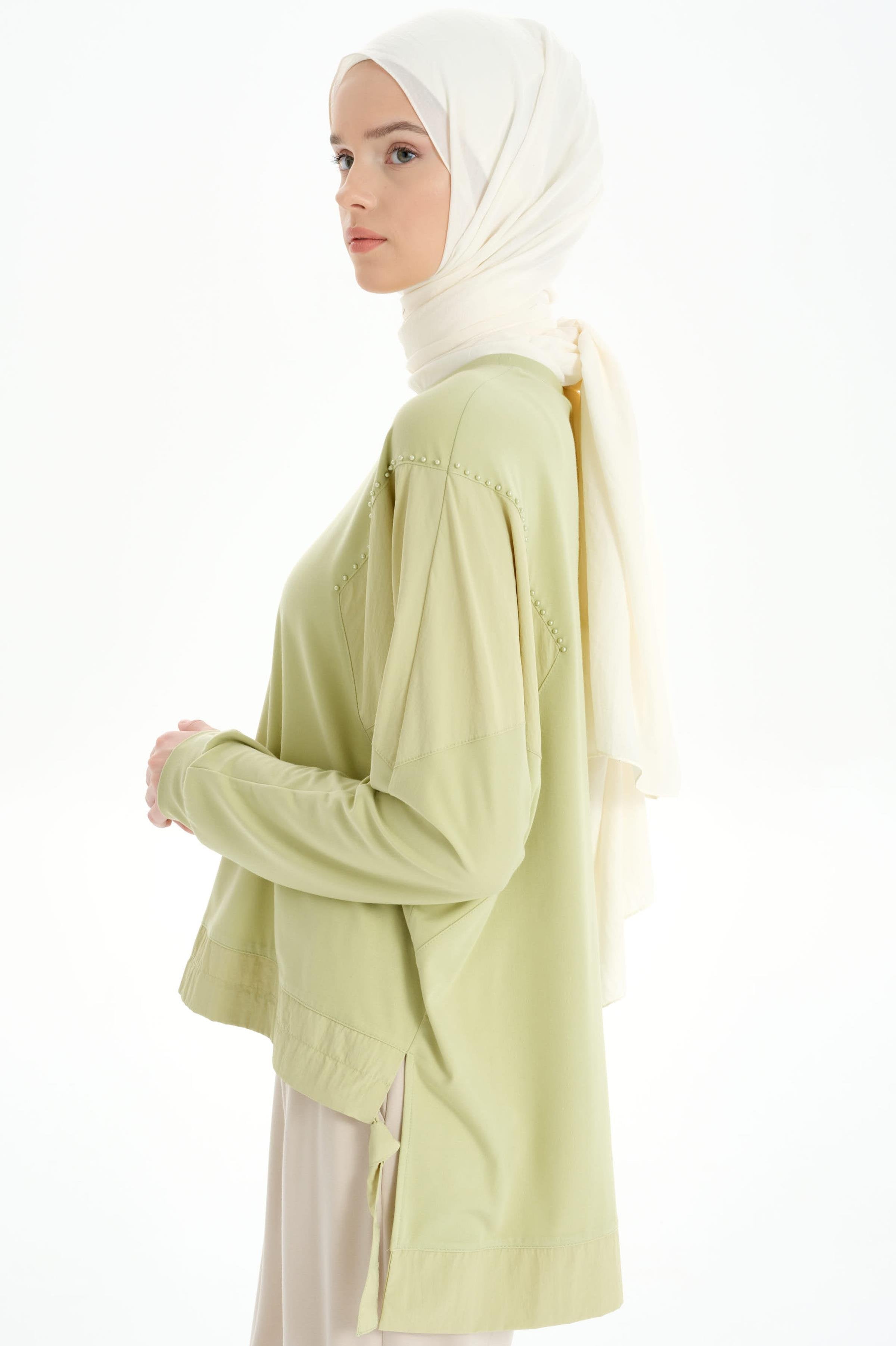 Garnili Asimetrik Sweat - Su Yeşili TUGBA