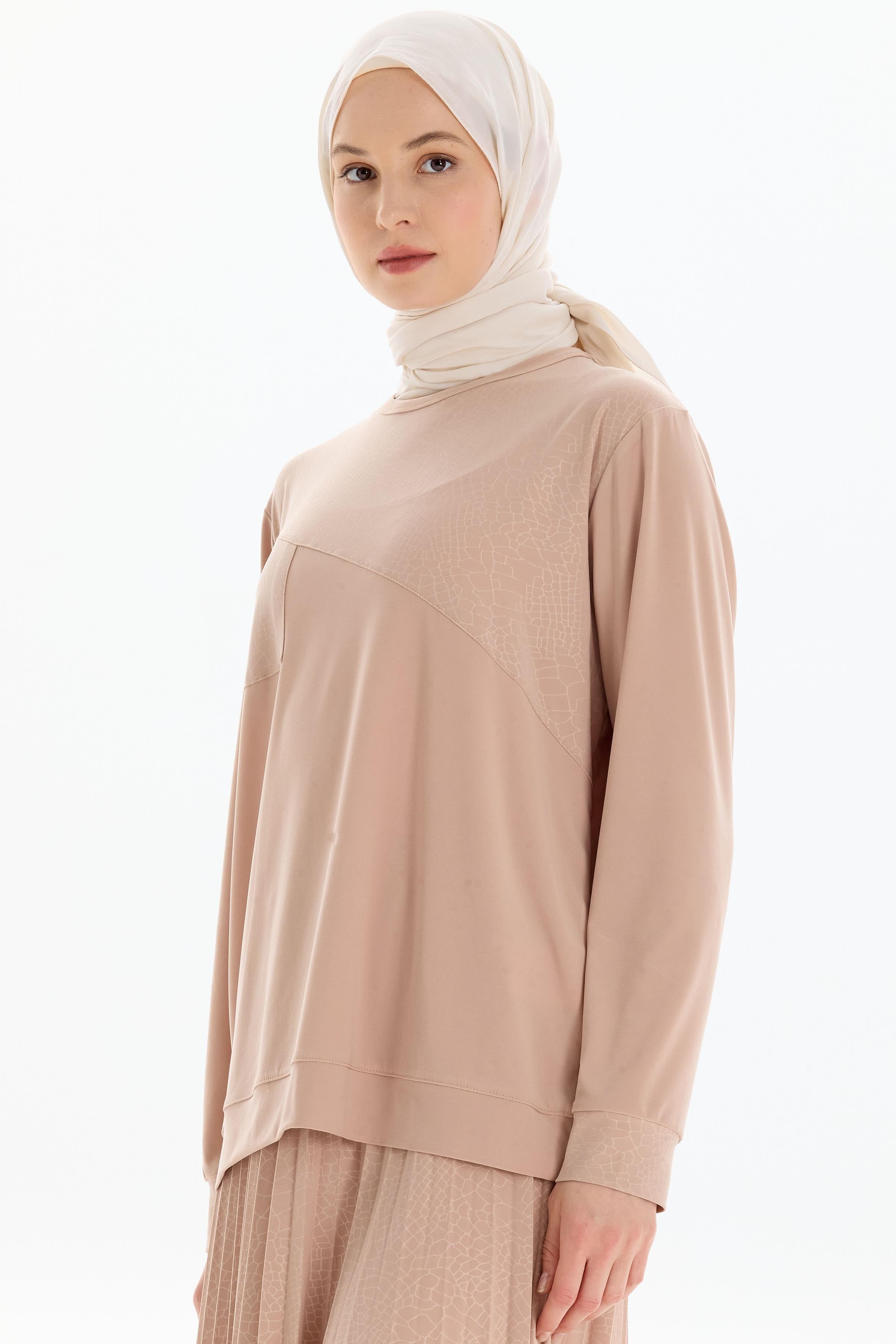 Garnili Bluz Etek Örme Takım - Bej TUGBA