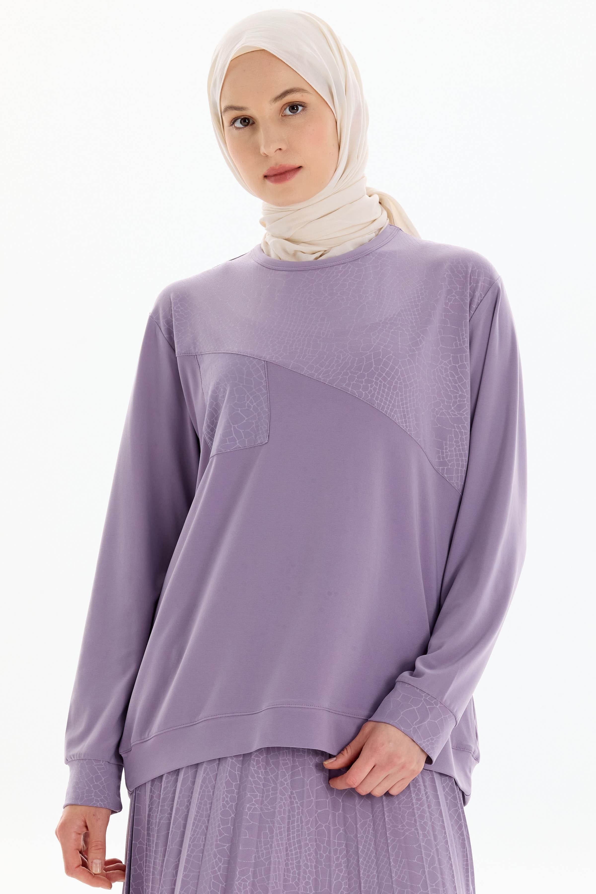 Garnili Bluz Etek Örme Takım - Lila TUGBA