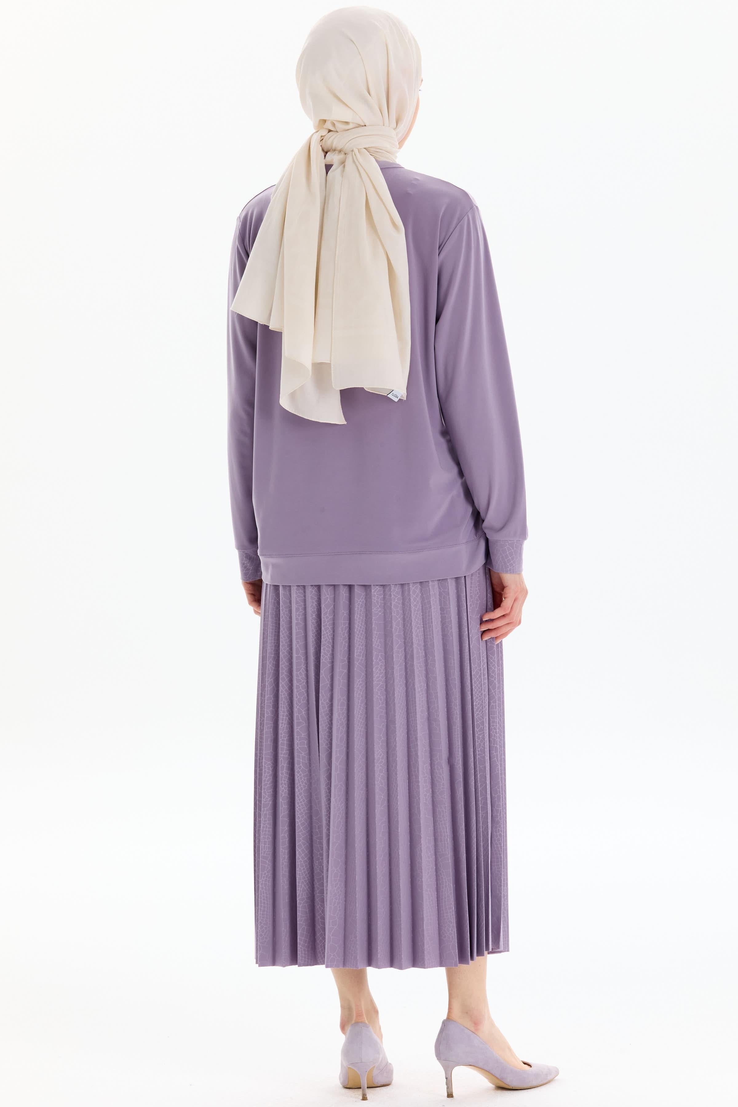 Garnili Bluz Etek Örme Takım - Lila TUGBA