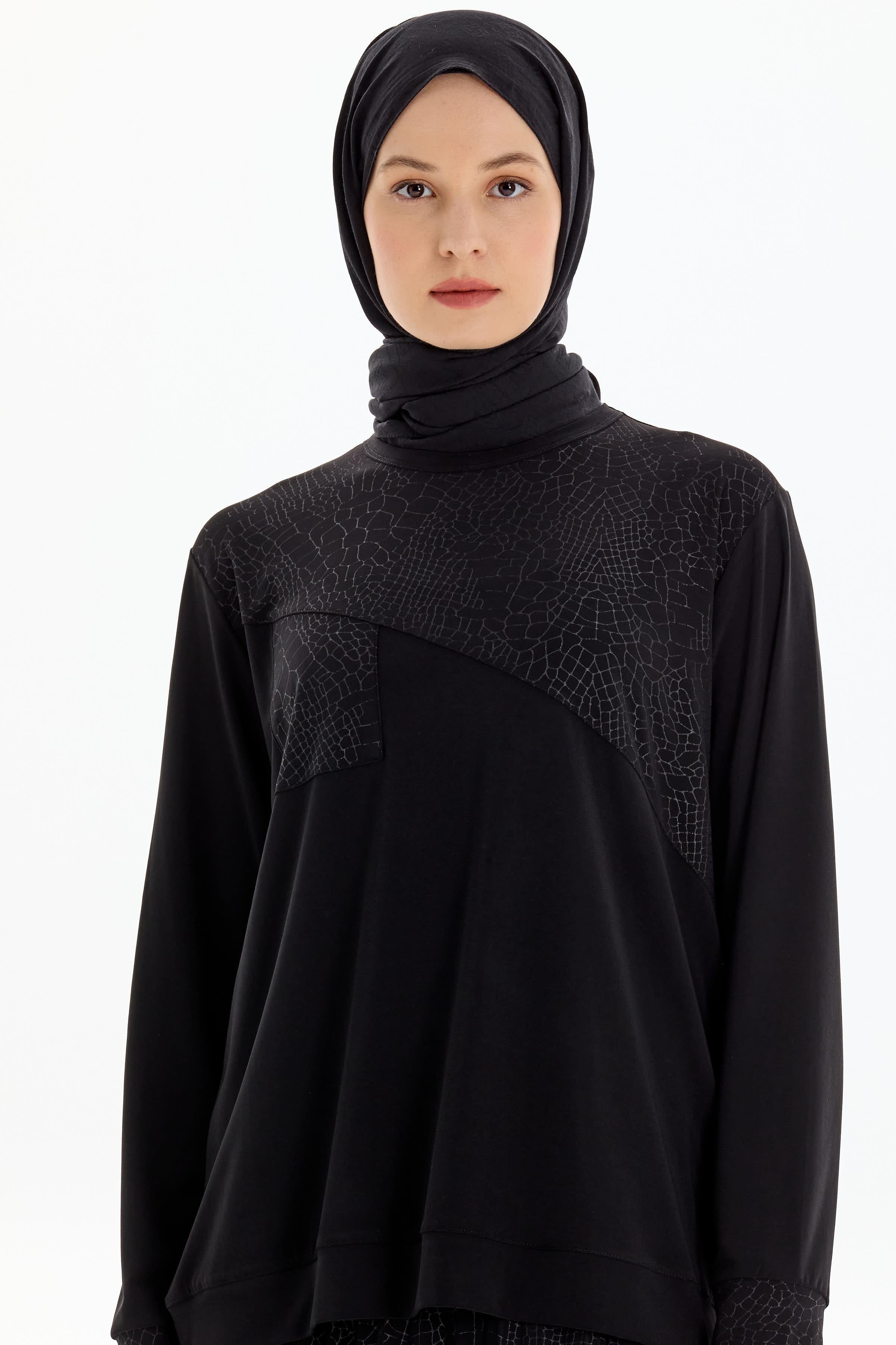 Garnili Bluz Etek Örme Takım - Siyah TUGBA