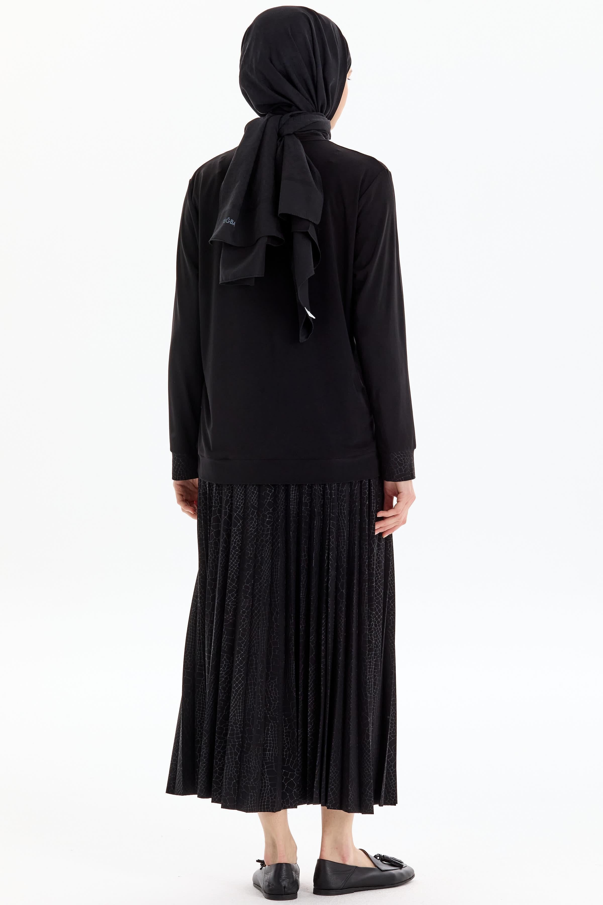 Garnili Bluz Etek Örme Takım - Siyah TUGBA