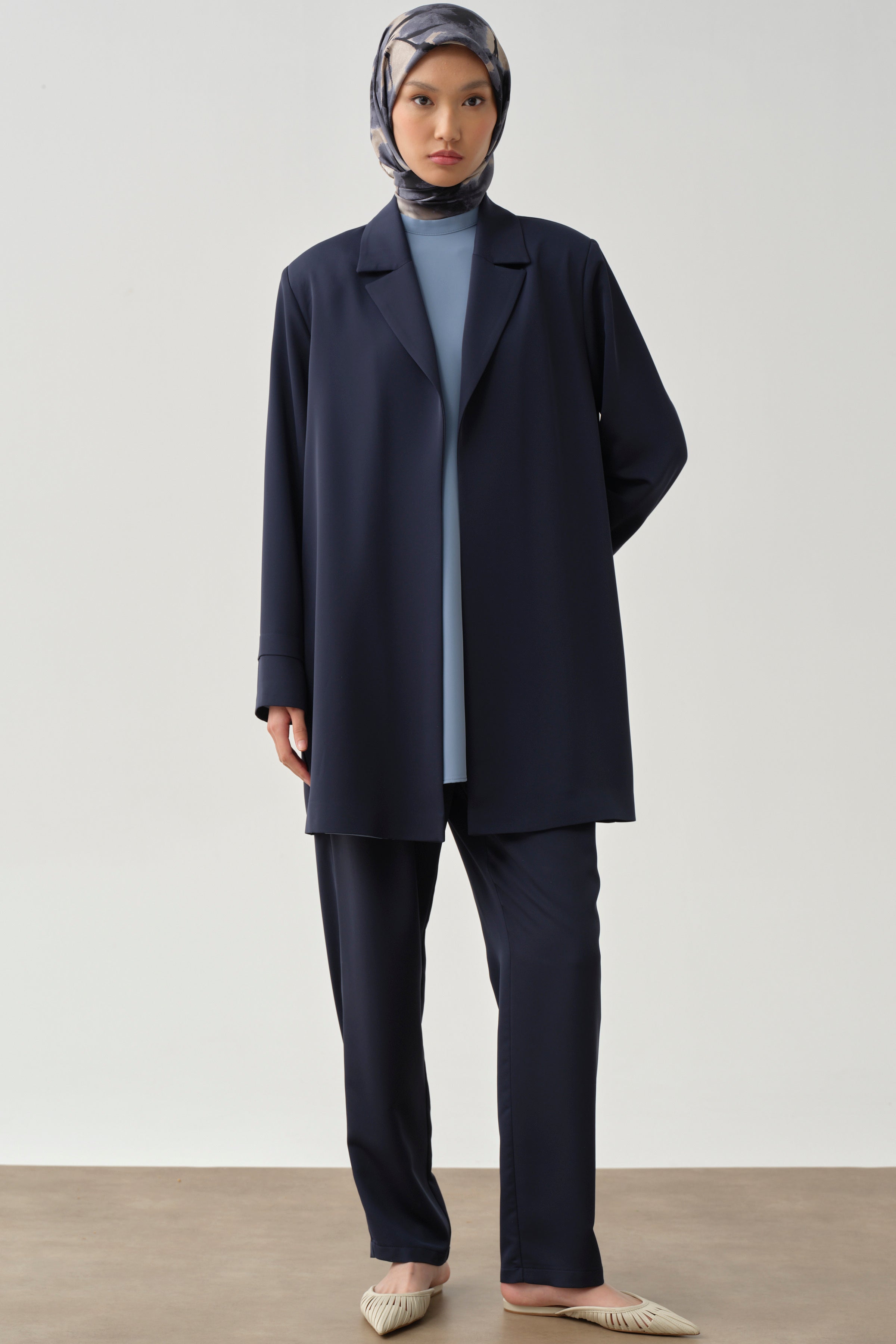 Garnili Ceket Pantolon Üçlü Takım - Lacivert TUGBA