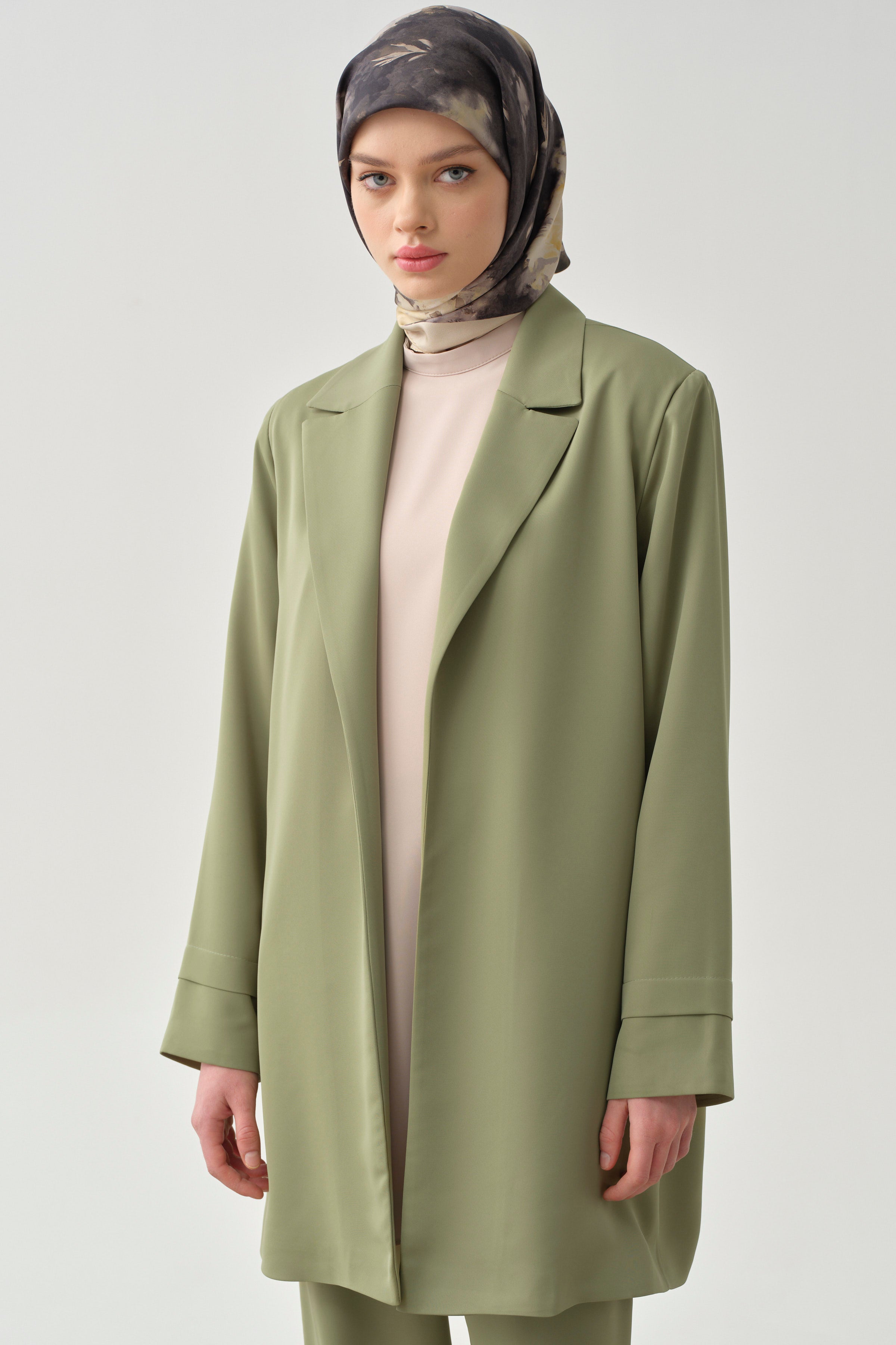 Garnili Ceket Pantolon Üçlü Takım - Olive TUGBA