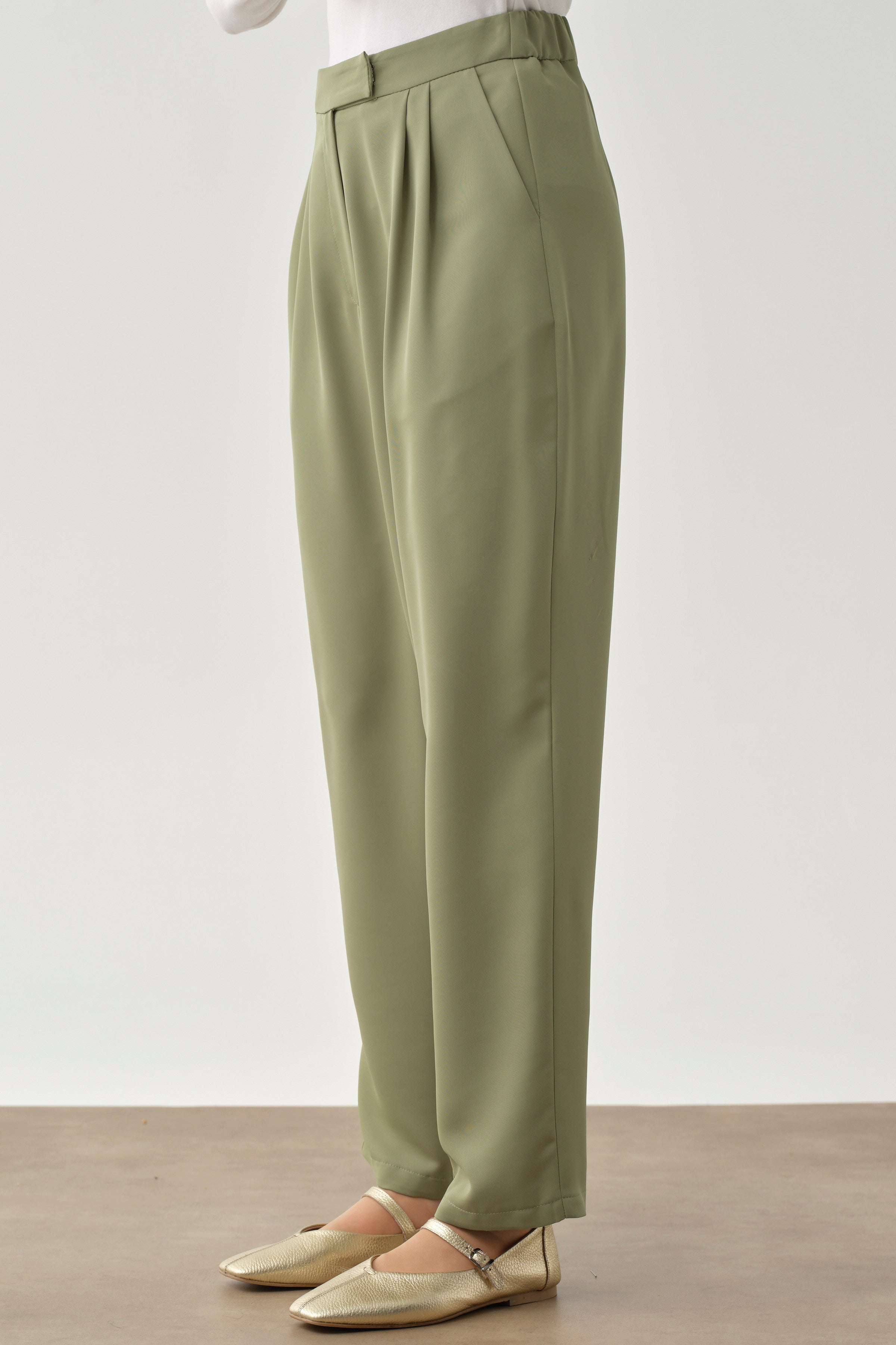 Garnili Ceket Pantolon Üçlü Takım - Olive TUGBA