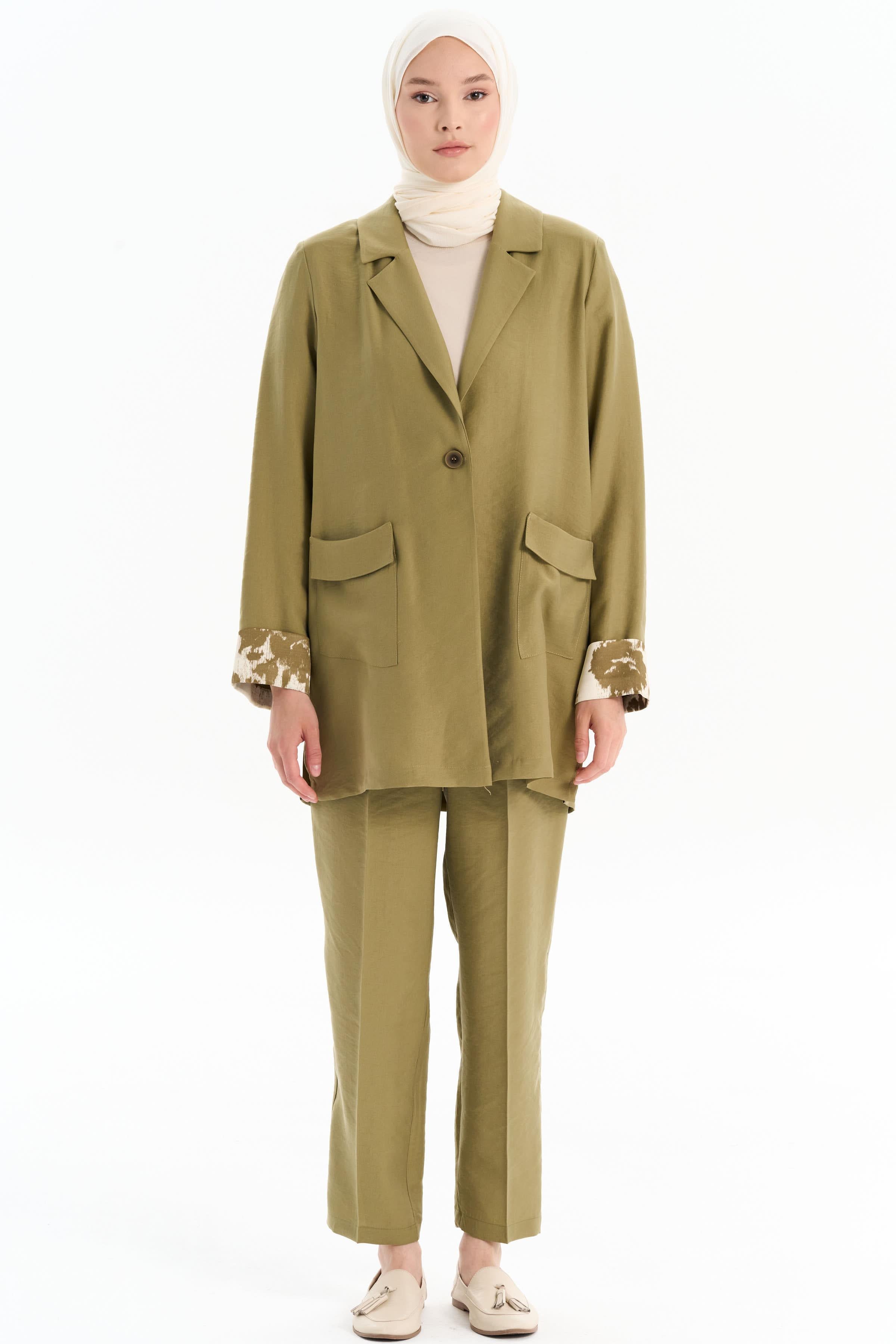 Garnili Cep Detaylı Ceket - Olive TUGBA