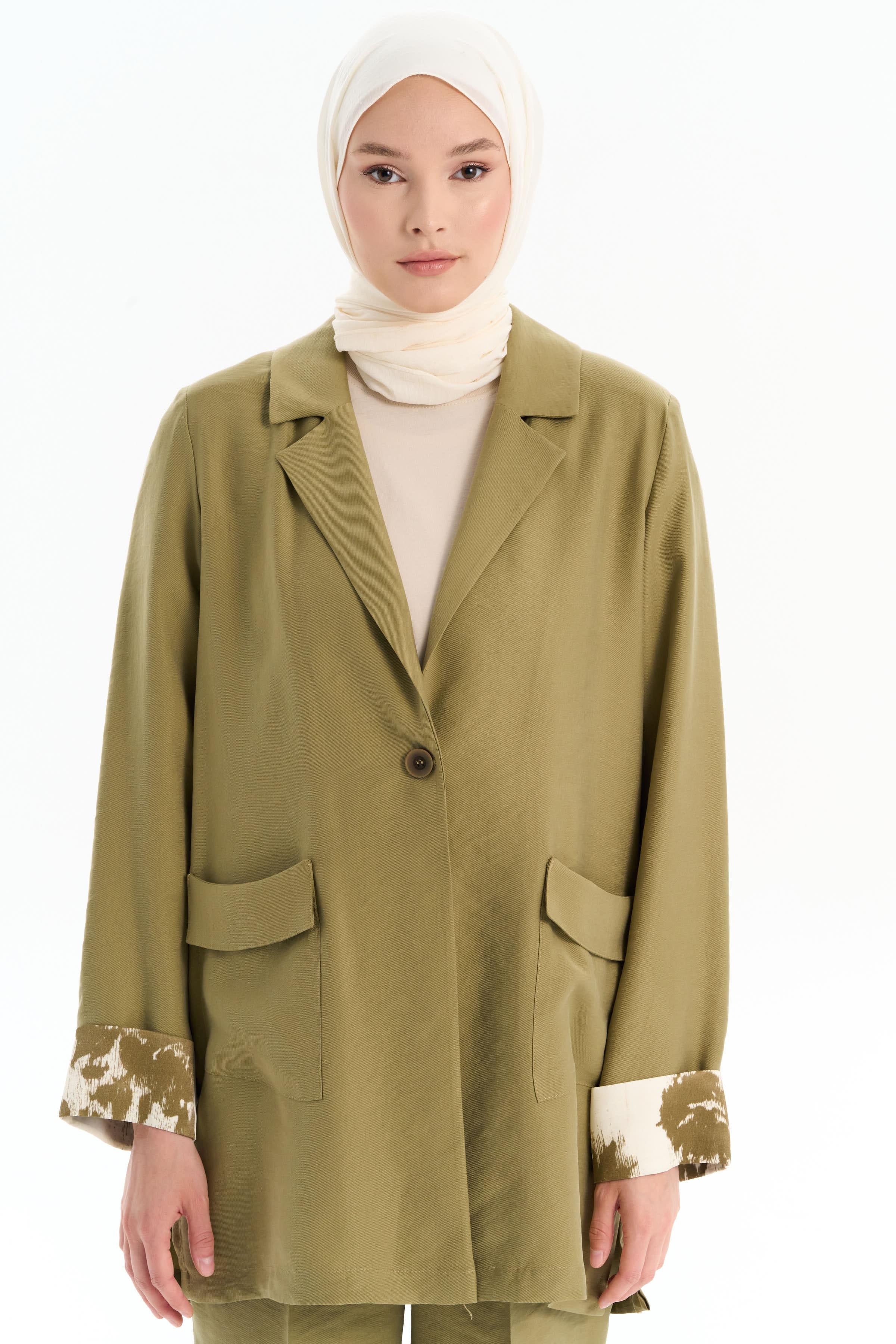 Garnili Cep Detaylı Ceket - Olive TUGBA