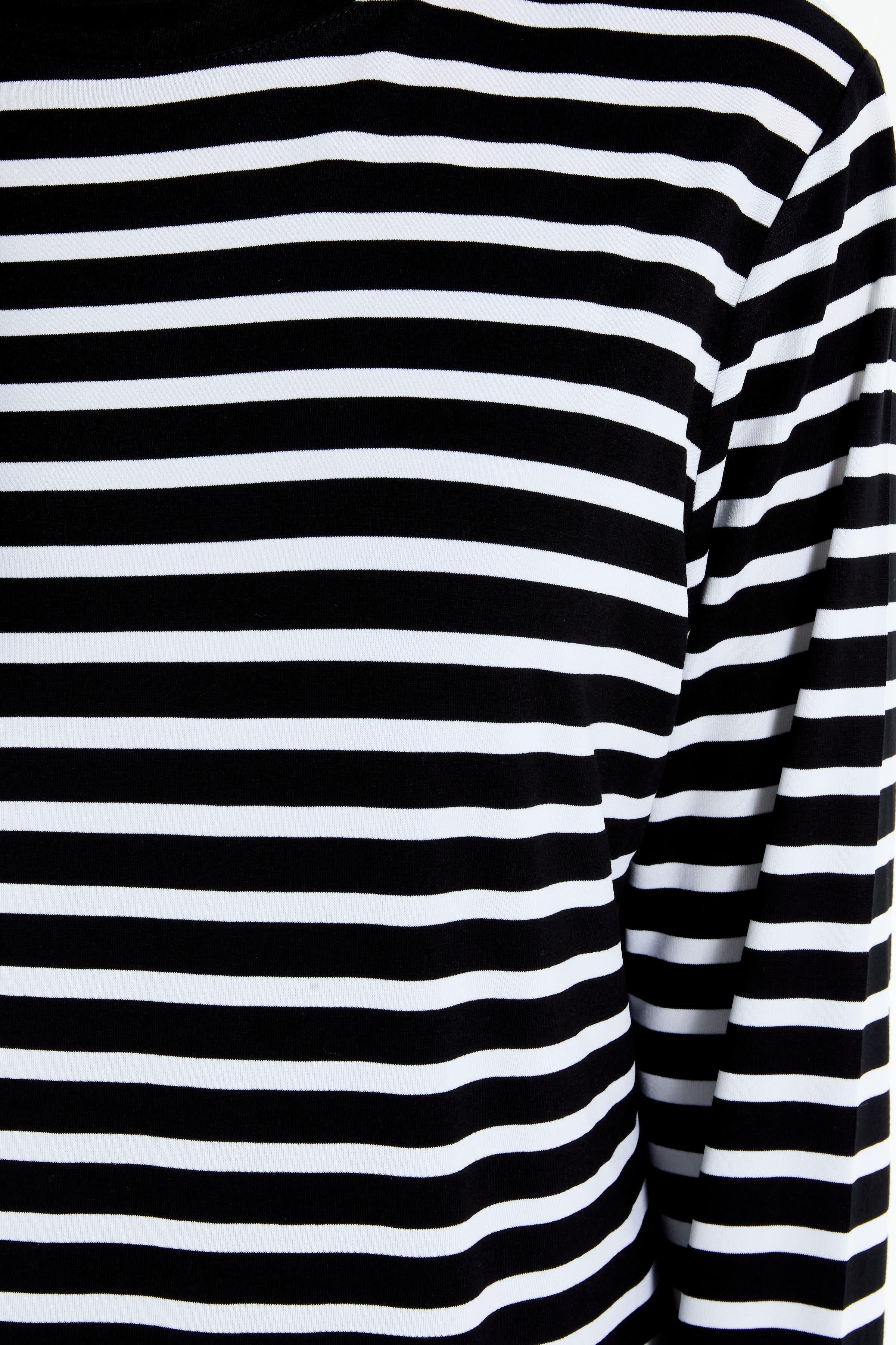 Garnili Çizgili Örme Tunik - Ekru - Siyah TUGBA