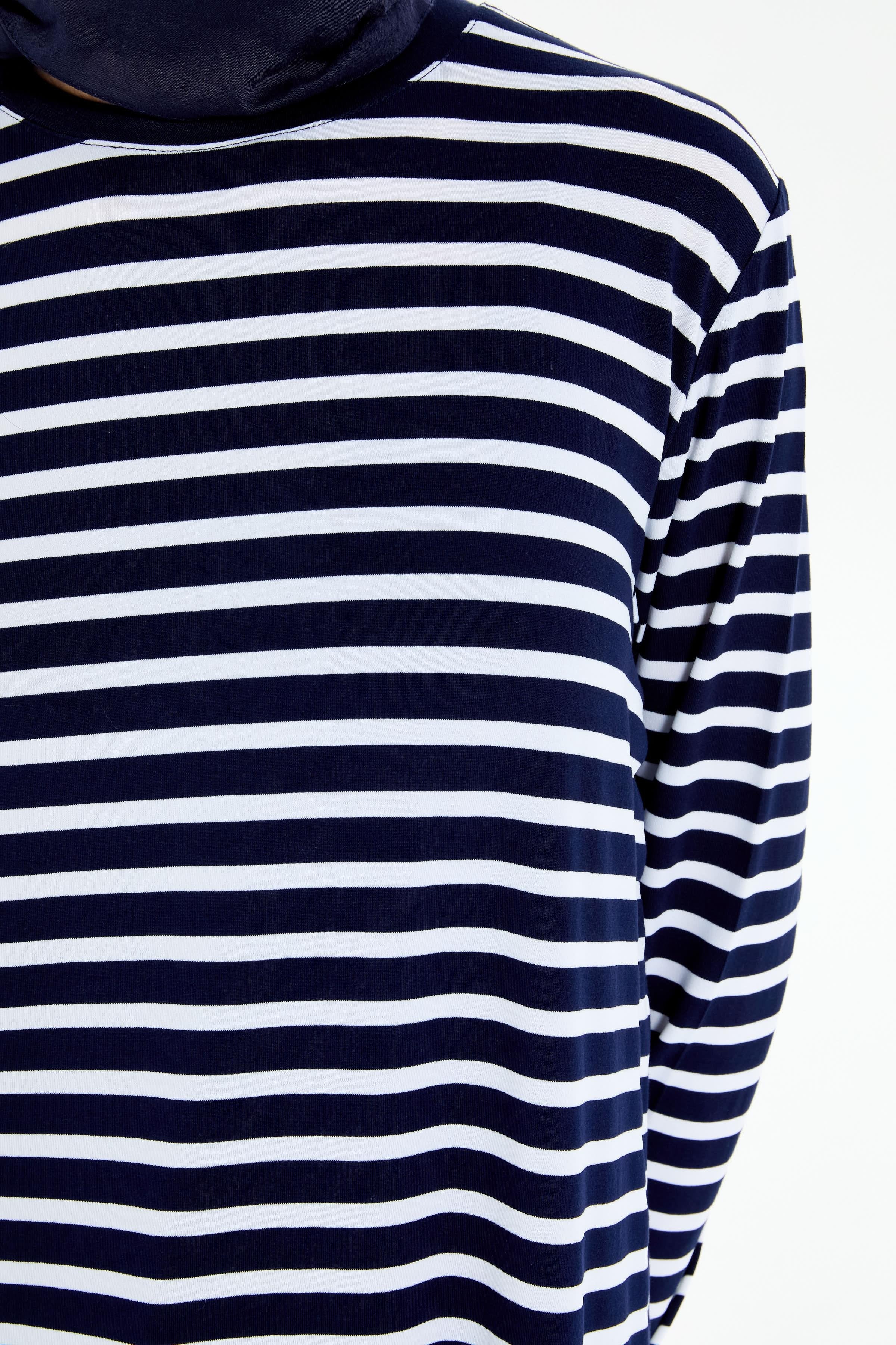 Garnili Çizgili Örme Tunik - Lacivert - Ekru TUGBA