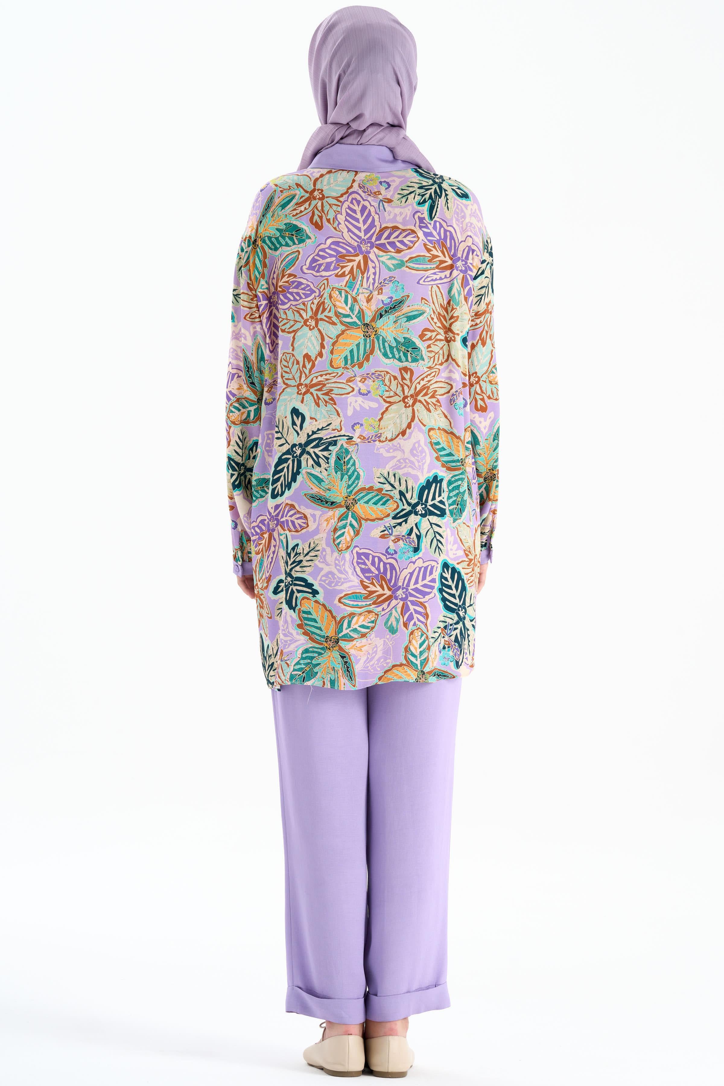 Garnili Desenli Tunik - Lila TUGBA