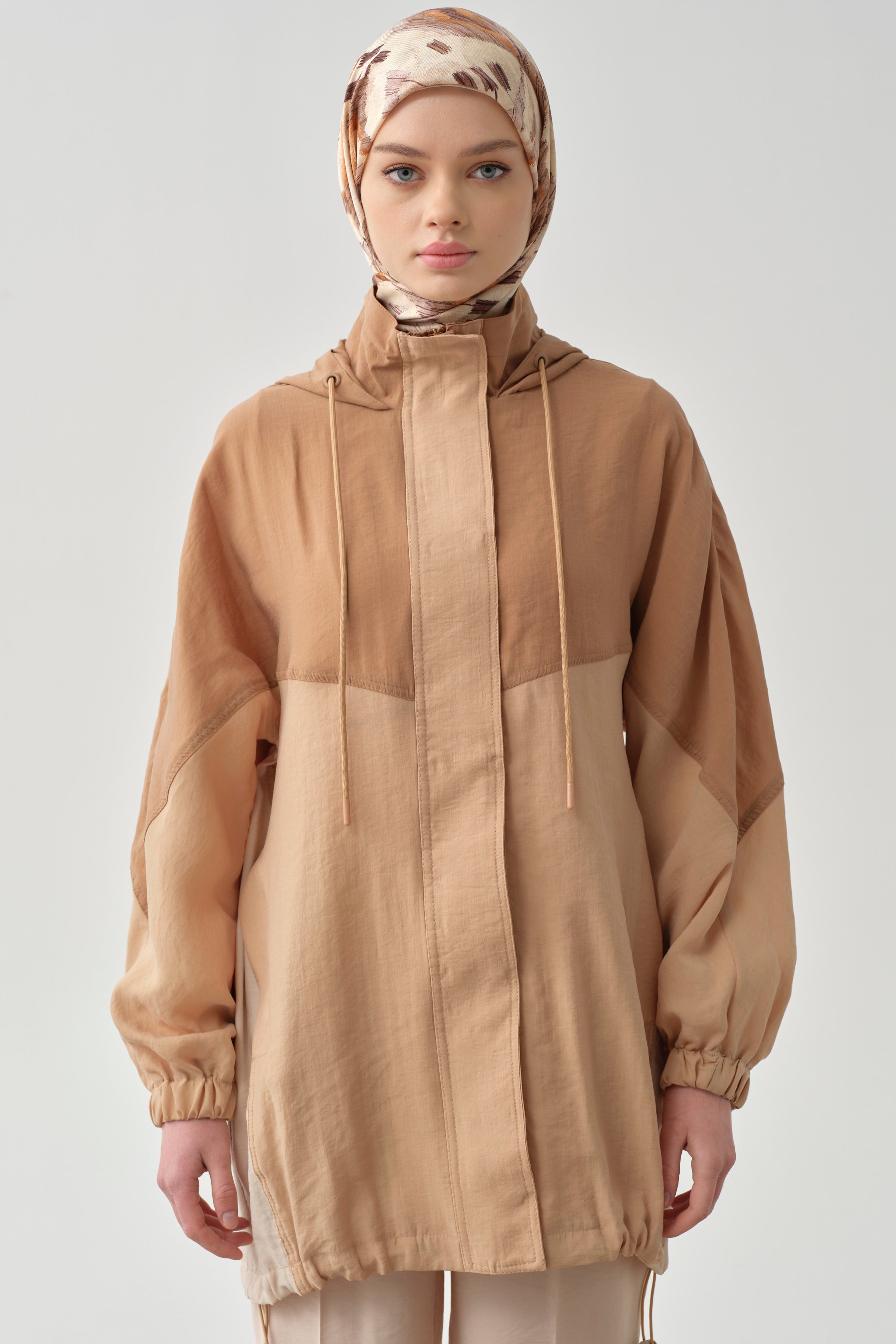 Garnili Kapüşonlu Giy-Çık - Kahve TUGBA