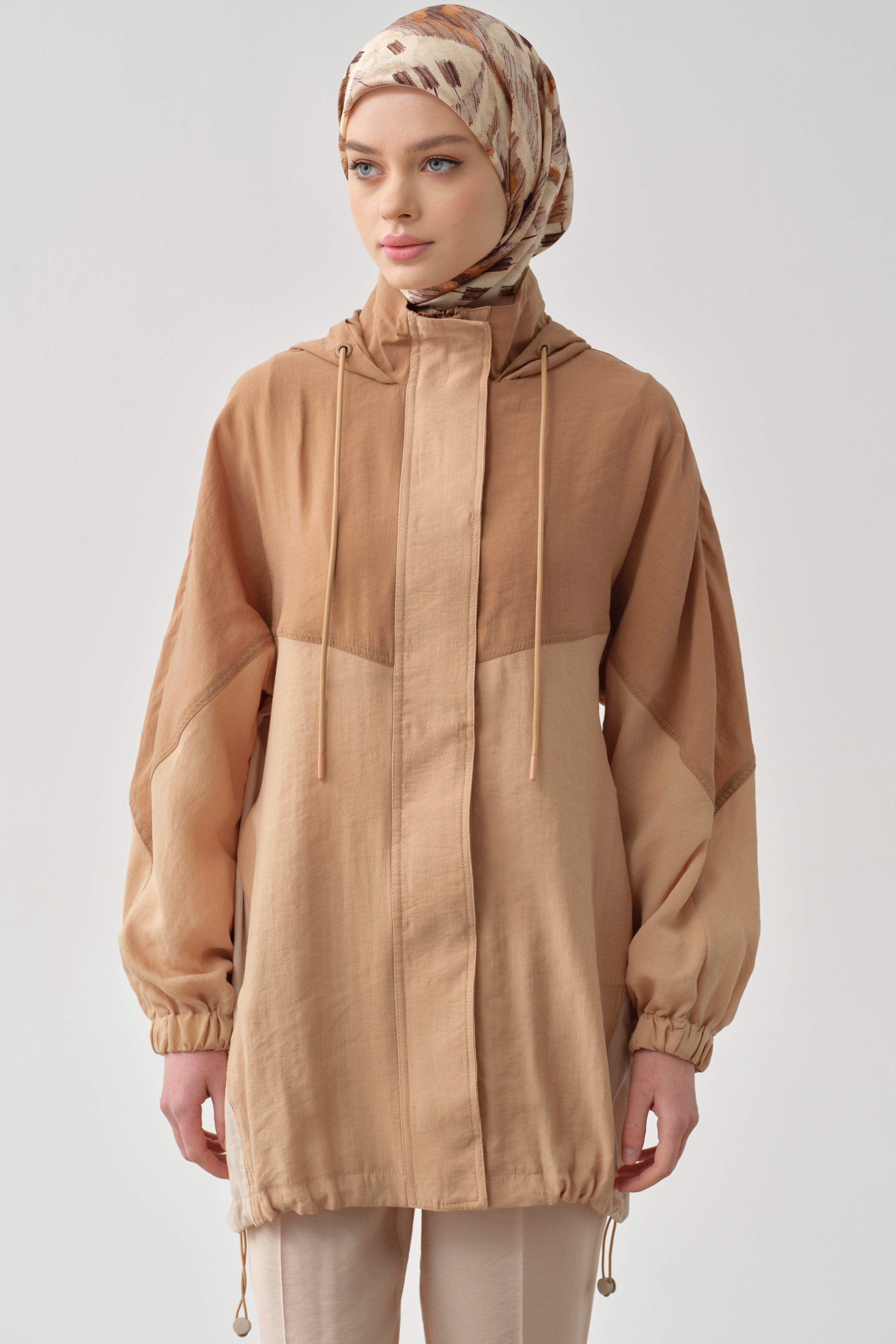 Garnili Kapüşonlu Giy-Çık - Kahve TUGBA