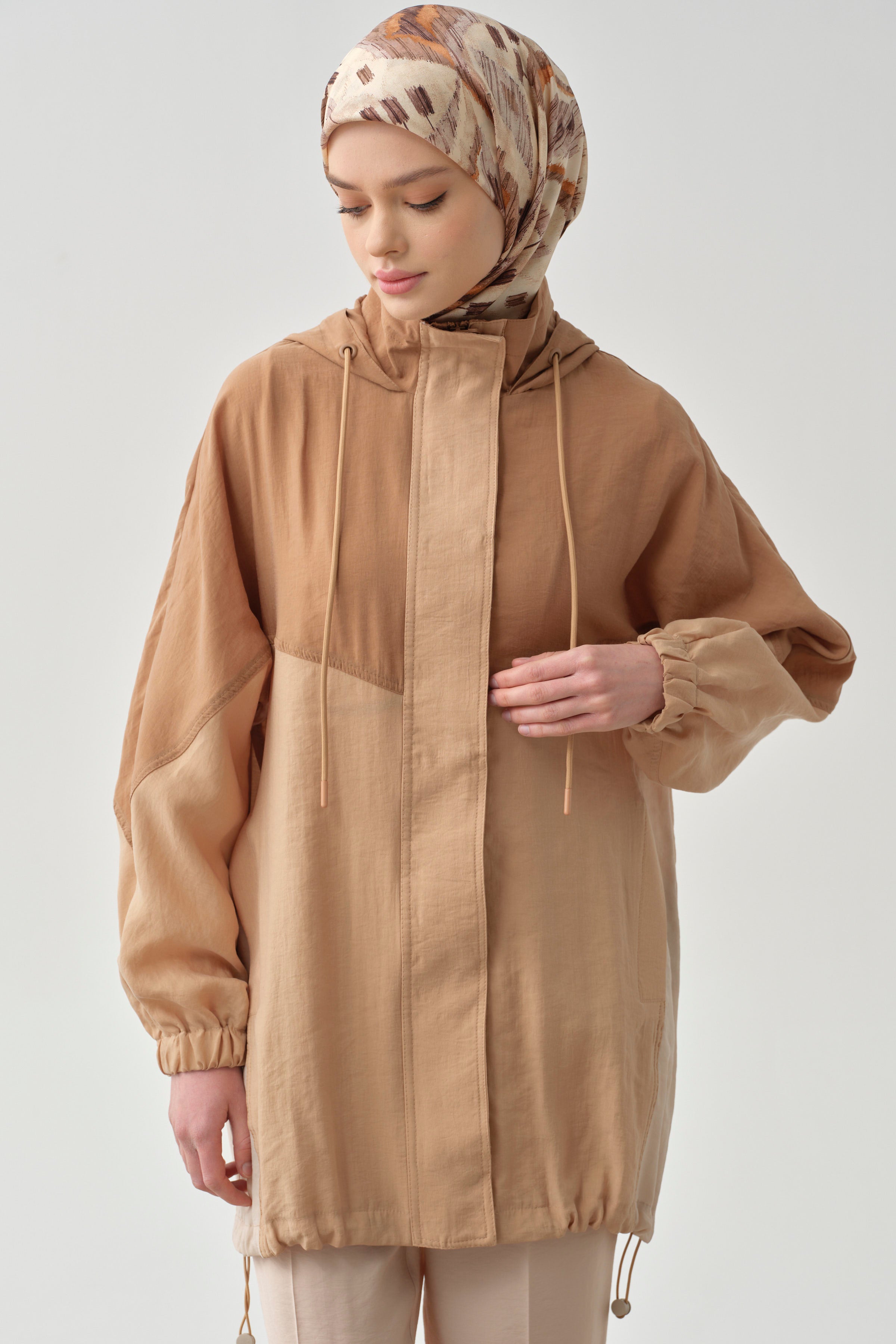 Garnili Kapüşonlu Giy-Çık - Kahve TUGBA