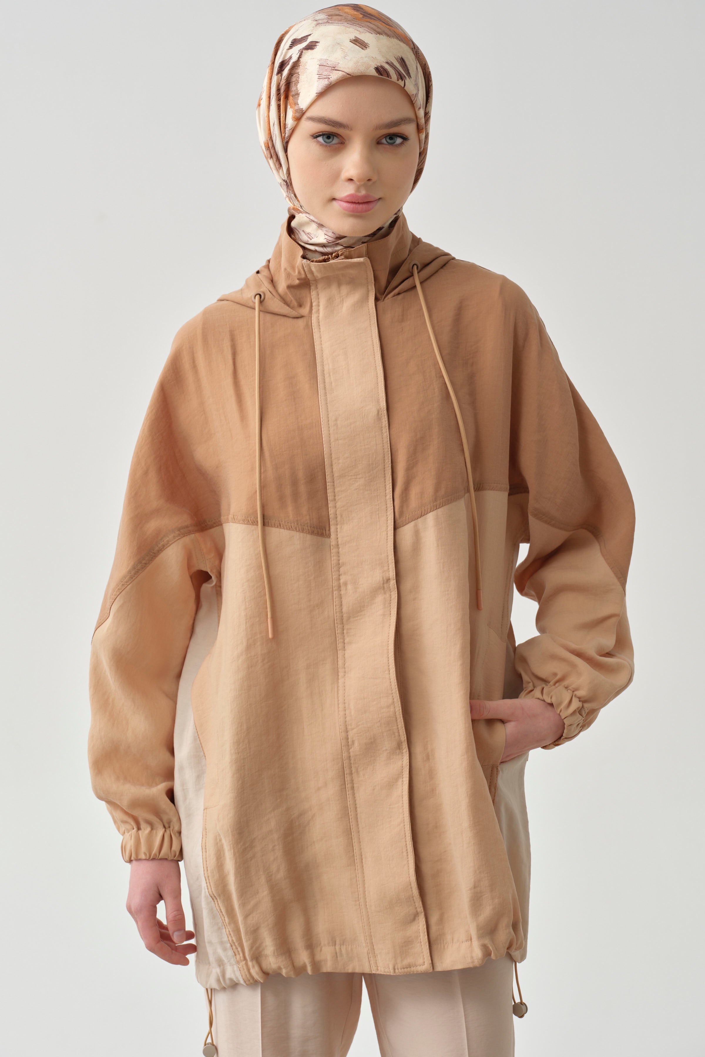 Garnili Kapüşonlu Giy-Çık - Kahve TUGBA