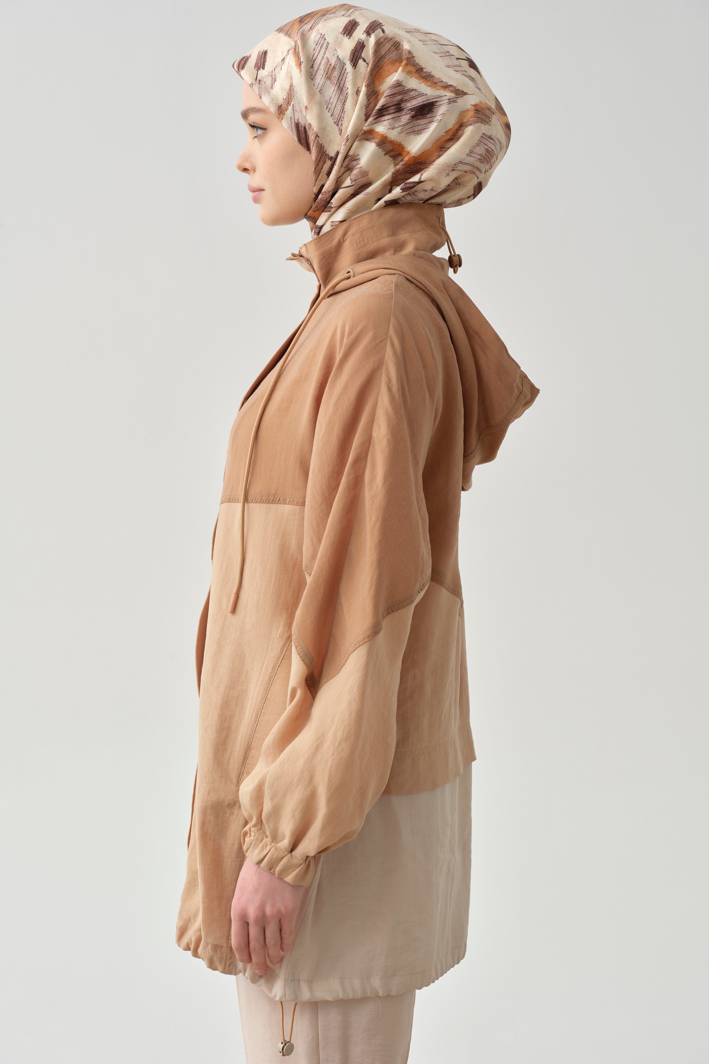 Garnili Kapüşonlu Giy-Çık - Kahve TUGBA