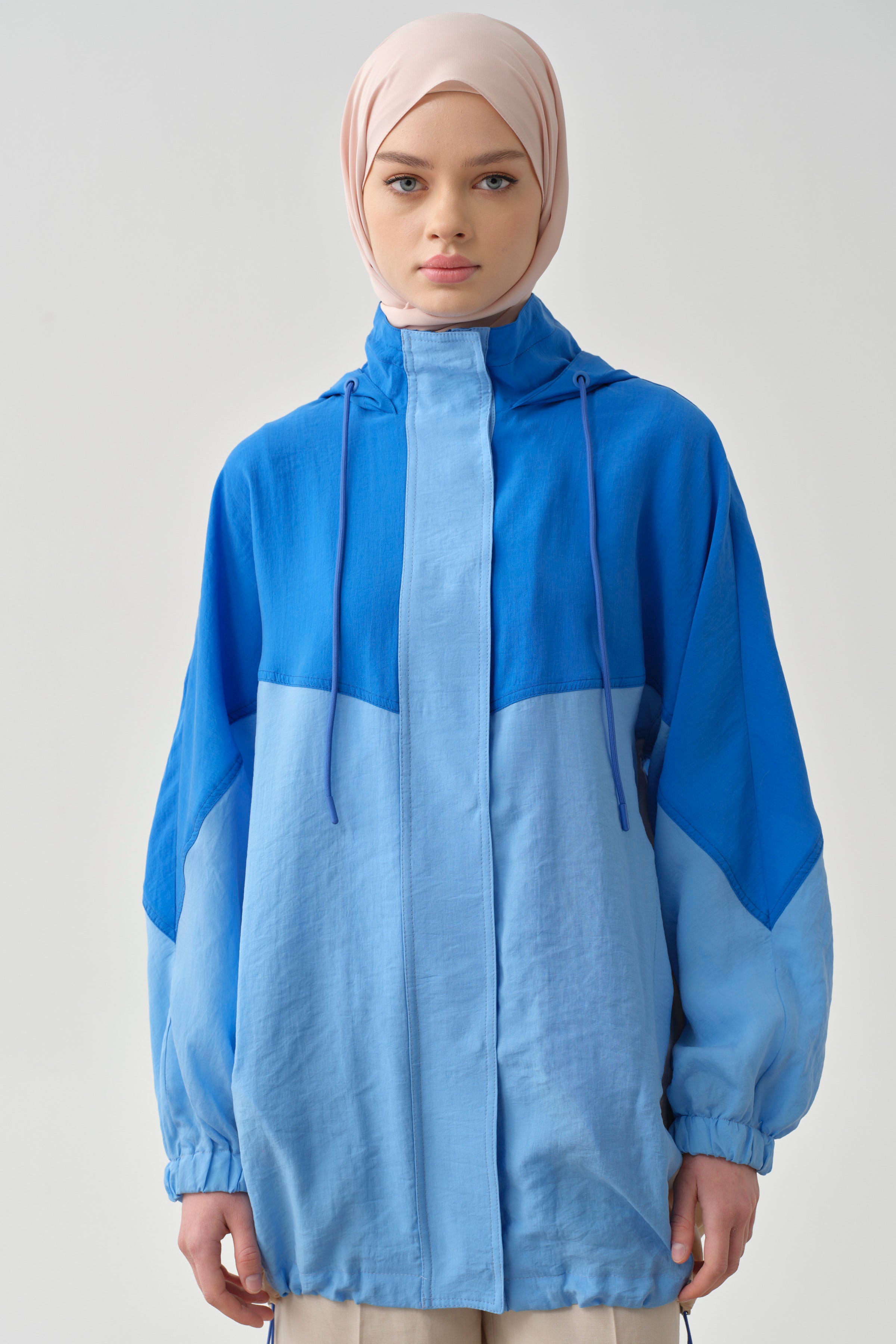 Garnili Kapüşonlu Giy-Çık - Mavi TUGBA