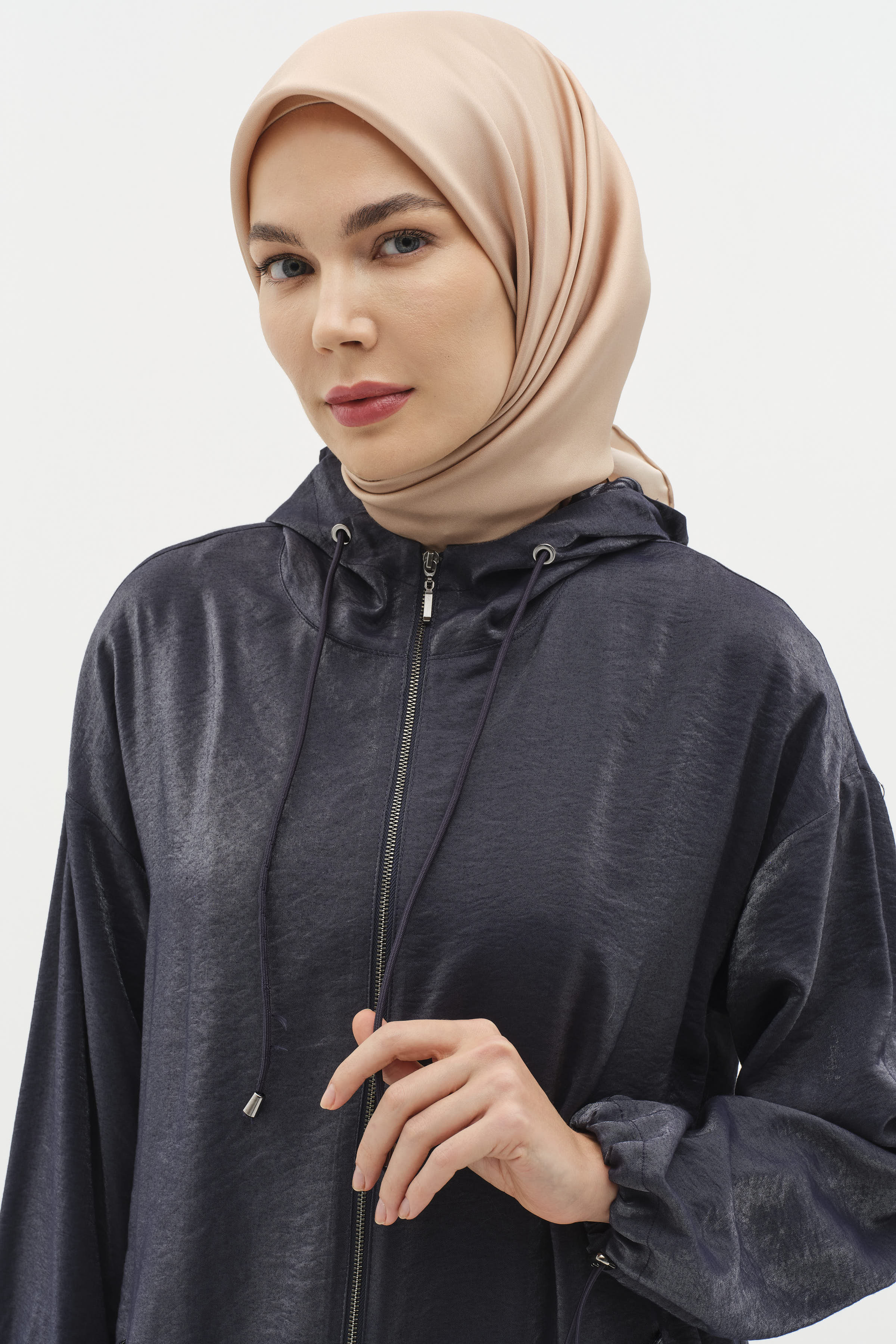 Garnili Kapüşonlu Lastikli Takım - İndigo TUGBA