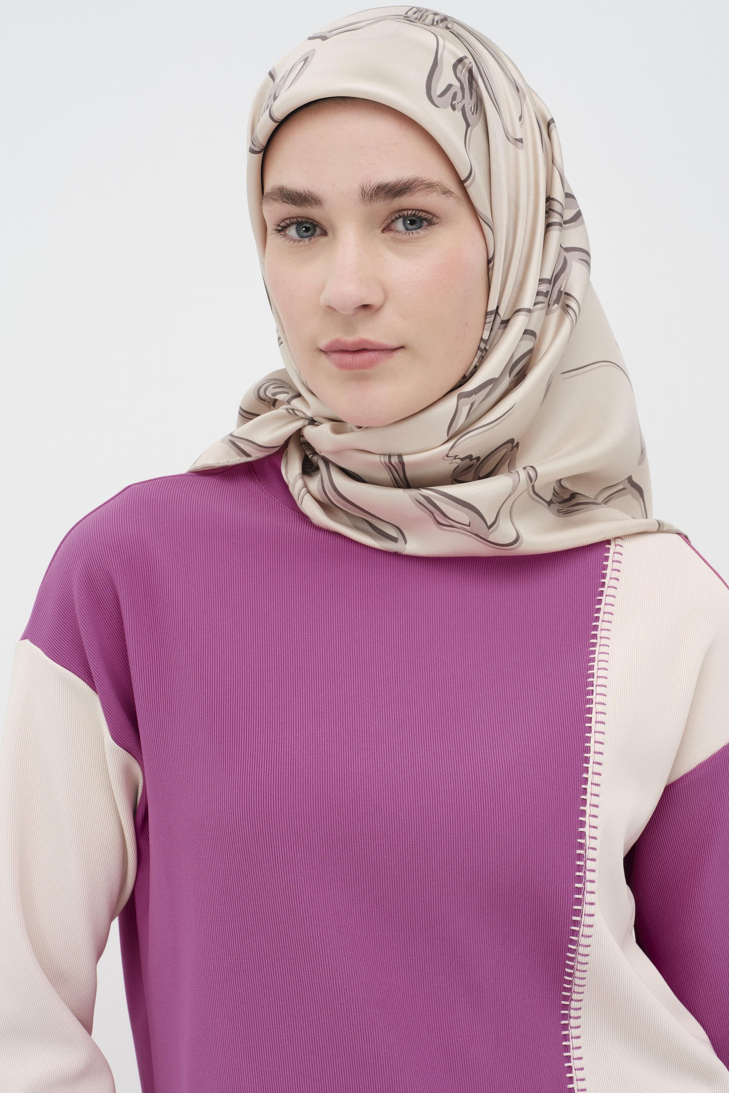 Garnili Nakış Detaylı Etek Bluz Örme Takım - Fuşya TUGBA