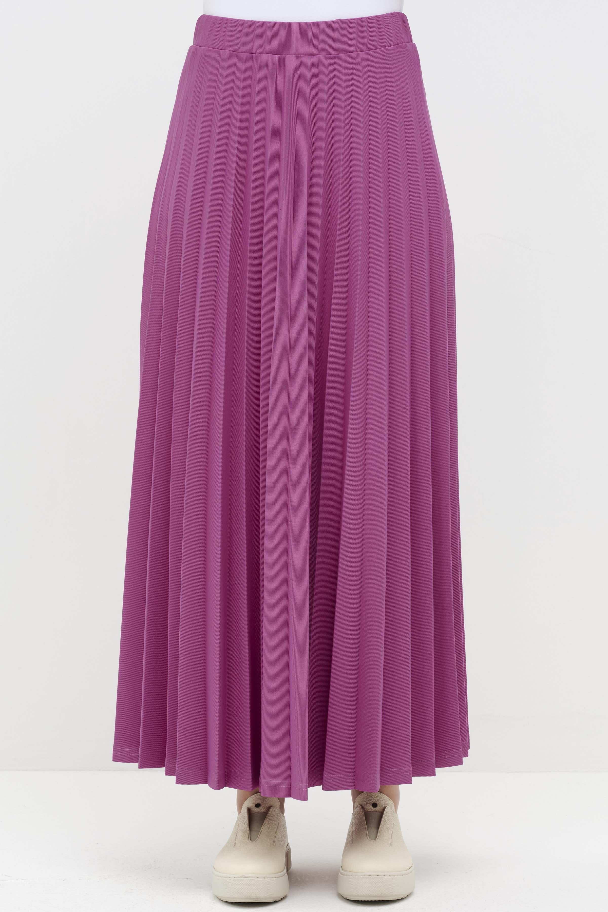 Garnili Nakış Detaylı Etek Bluz Örme Takım - Fuşya TUGBA