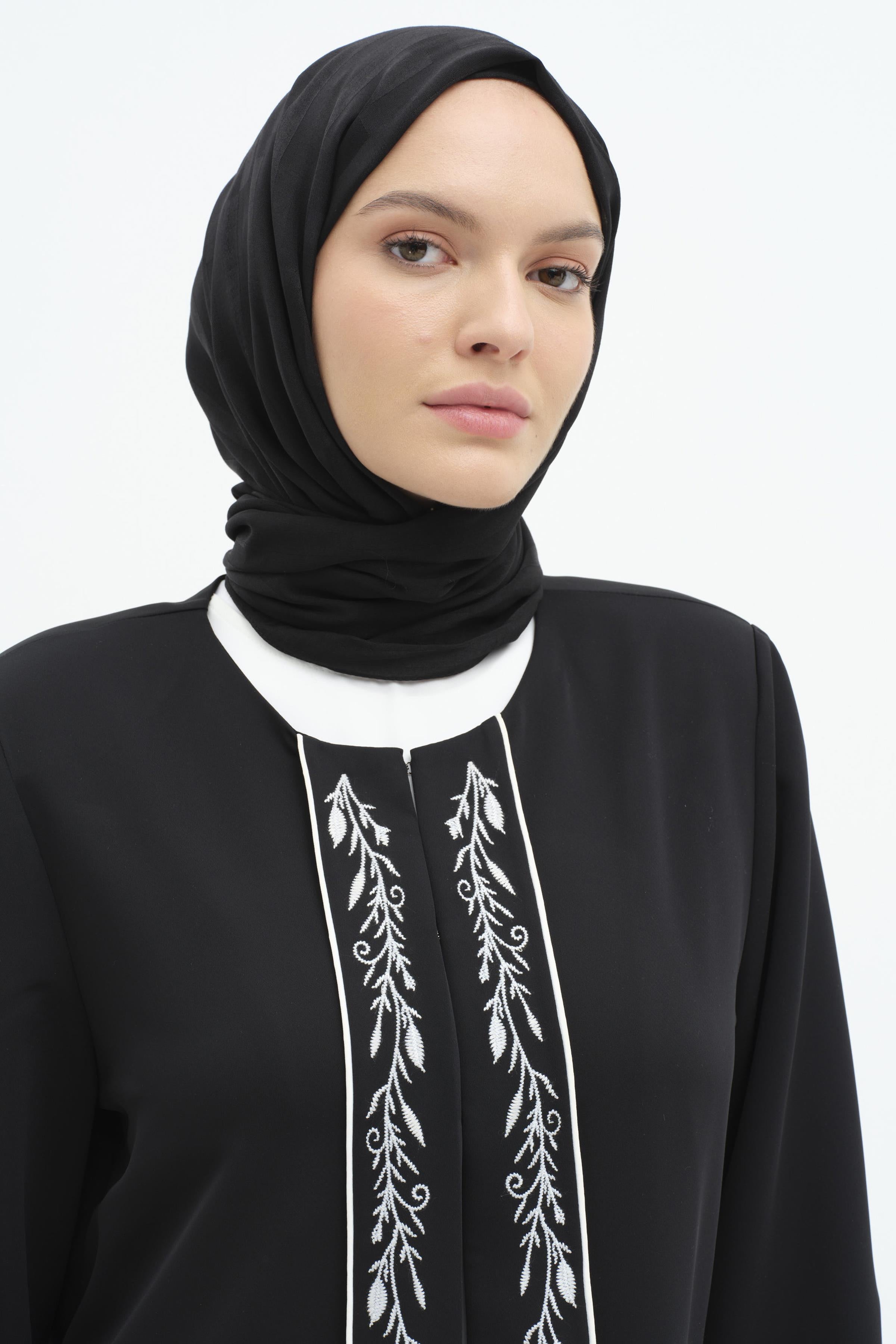 Garnili Nakışlı Ceket Bluz Takım - Siyah TUGBA