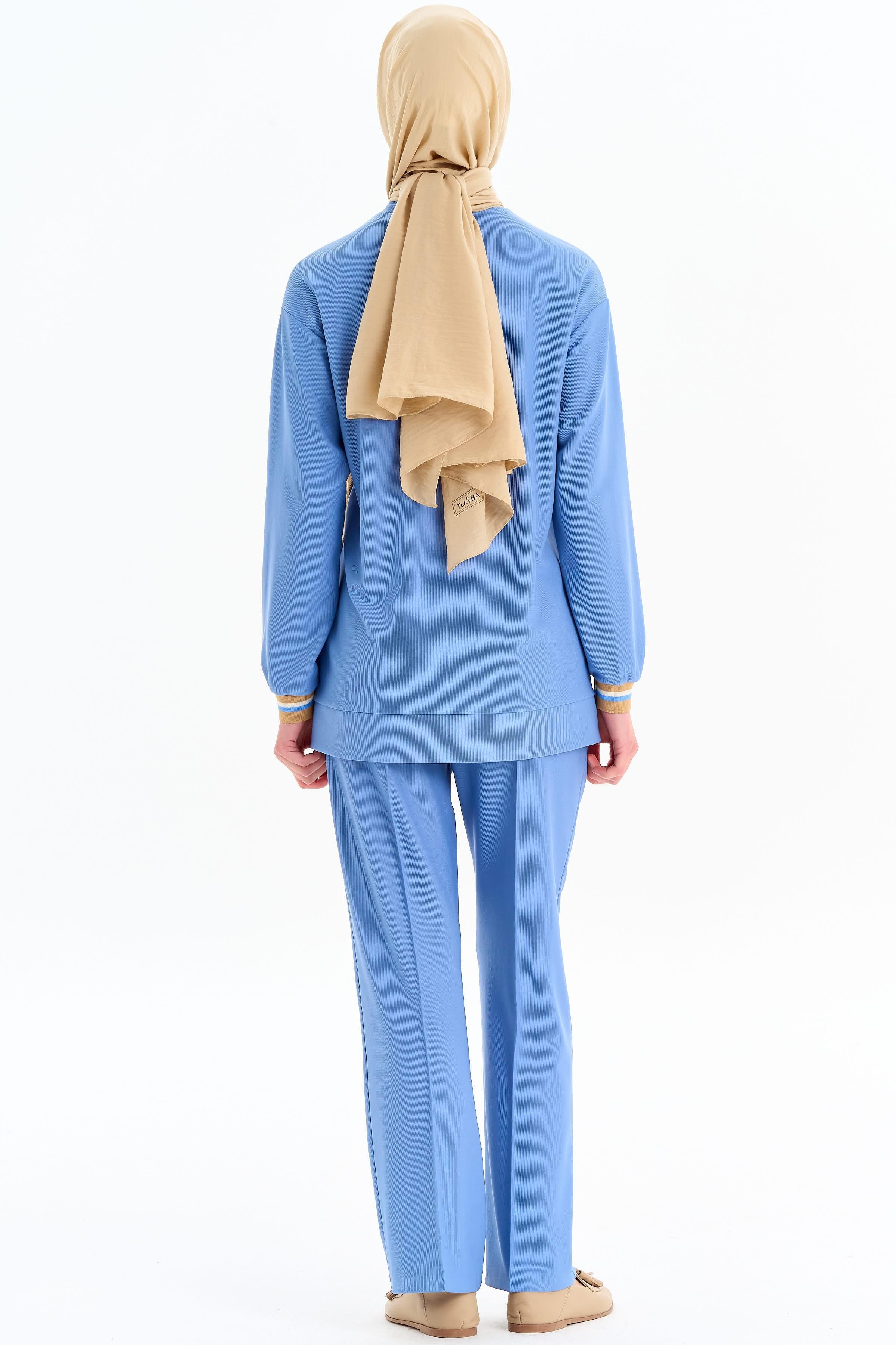 Garnili Örme Sweat - İndigo TUGBA