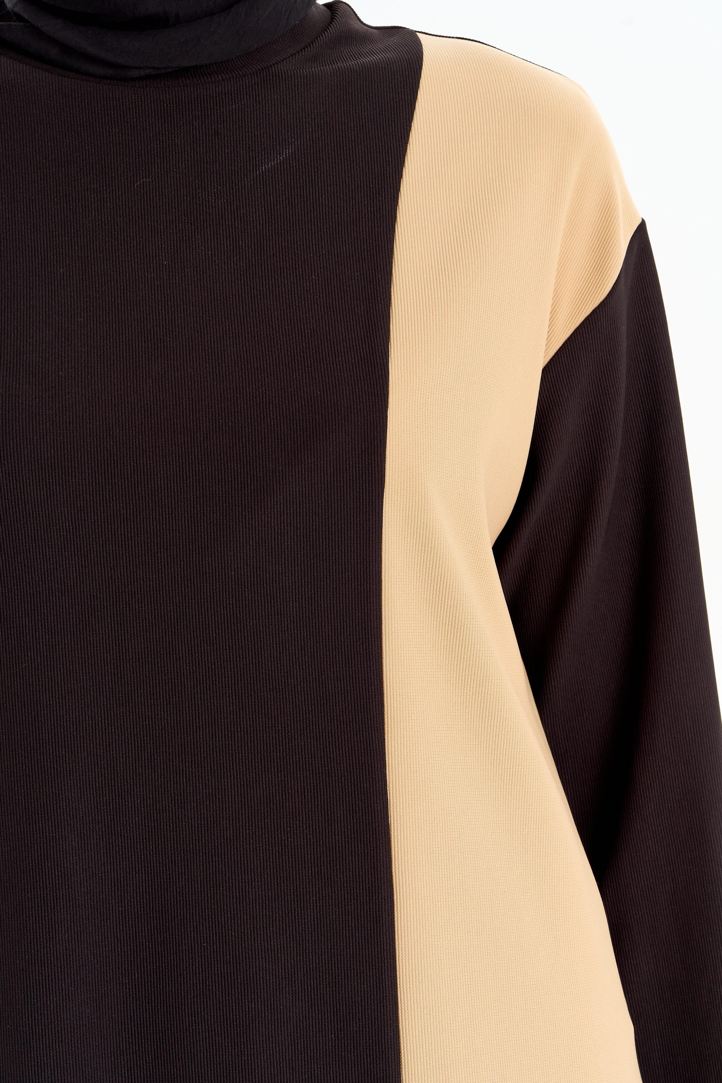 Garnili Örme Sweat - Siyah TUGBA