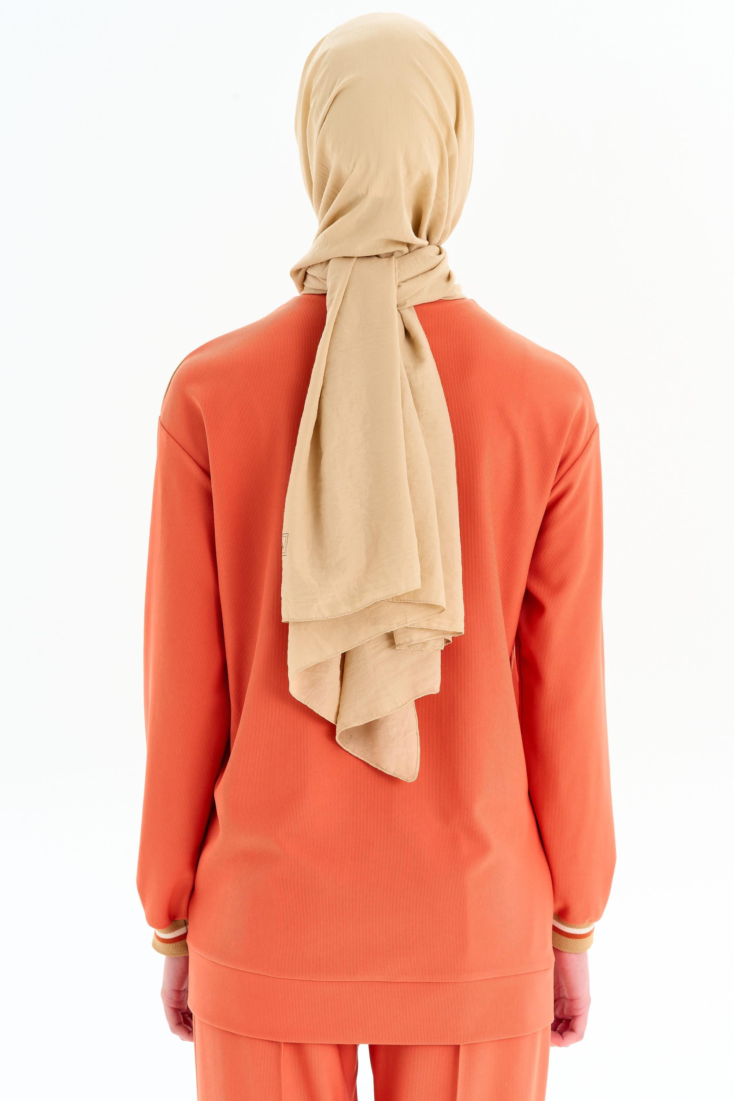 Garnili Örme Sweat - Turuncu TUGBA