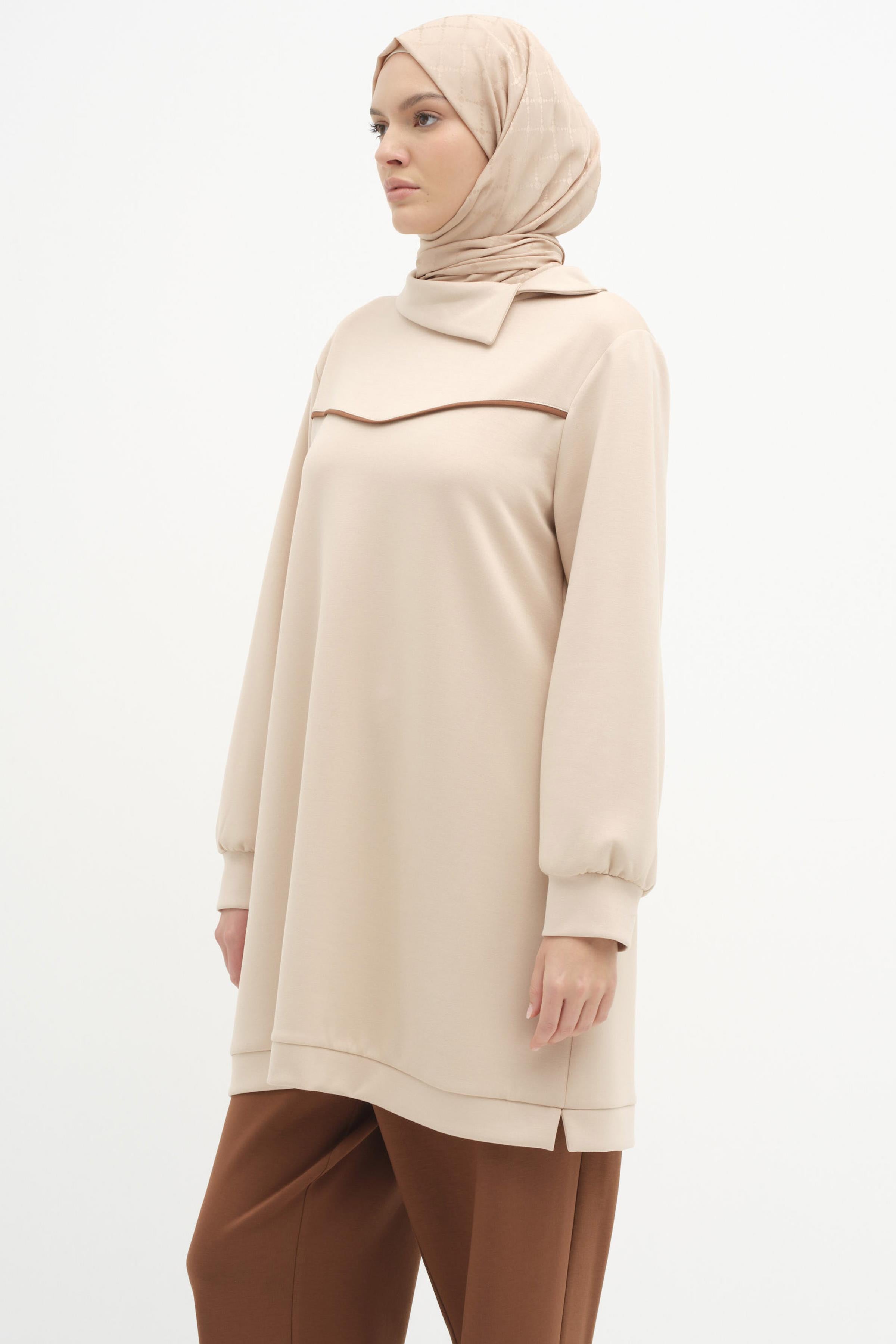 Garnili Örme Takım - Bej - Kahve TUGBA