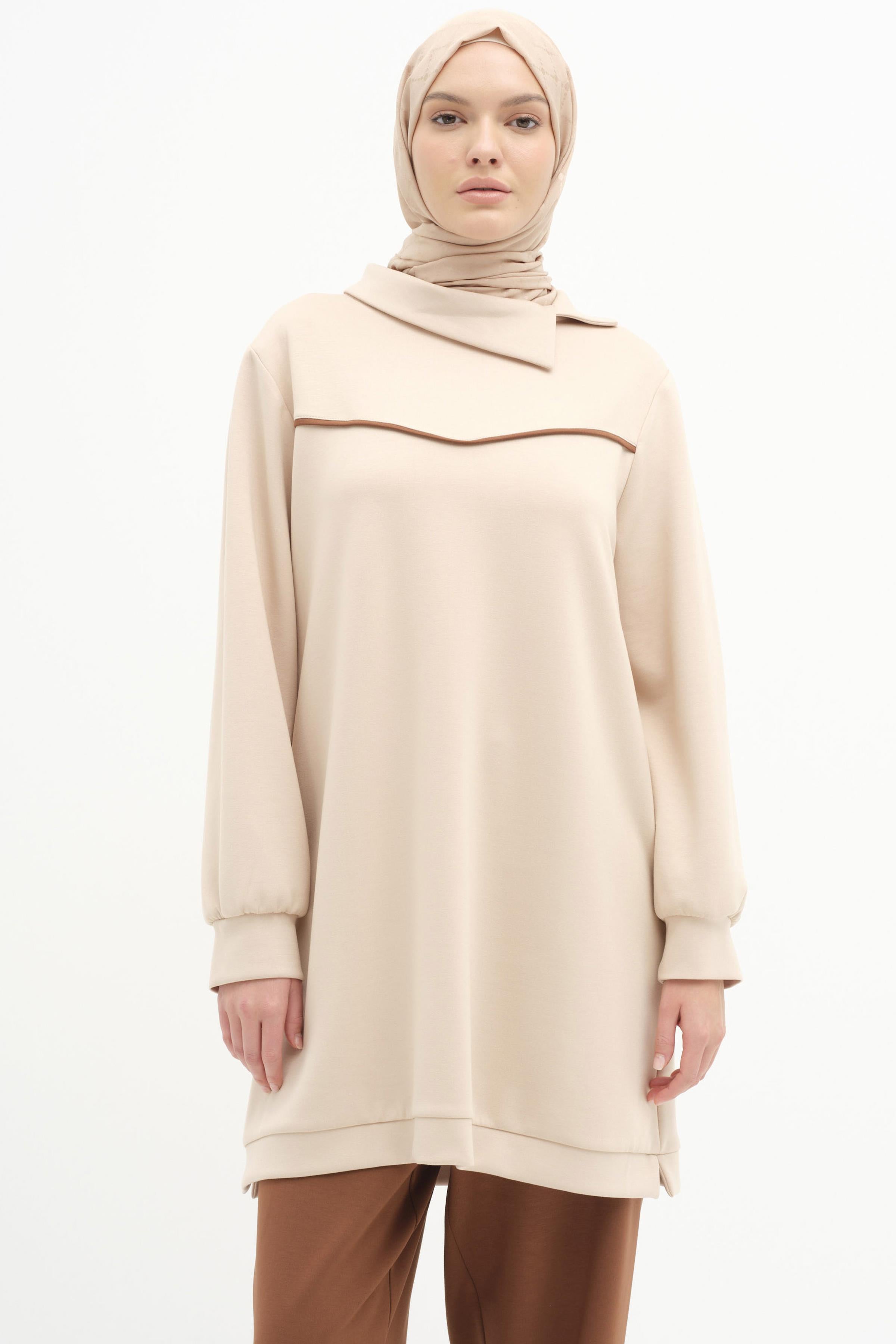 Garnili Örme Takım - Bej - Kahve TUGBA