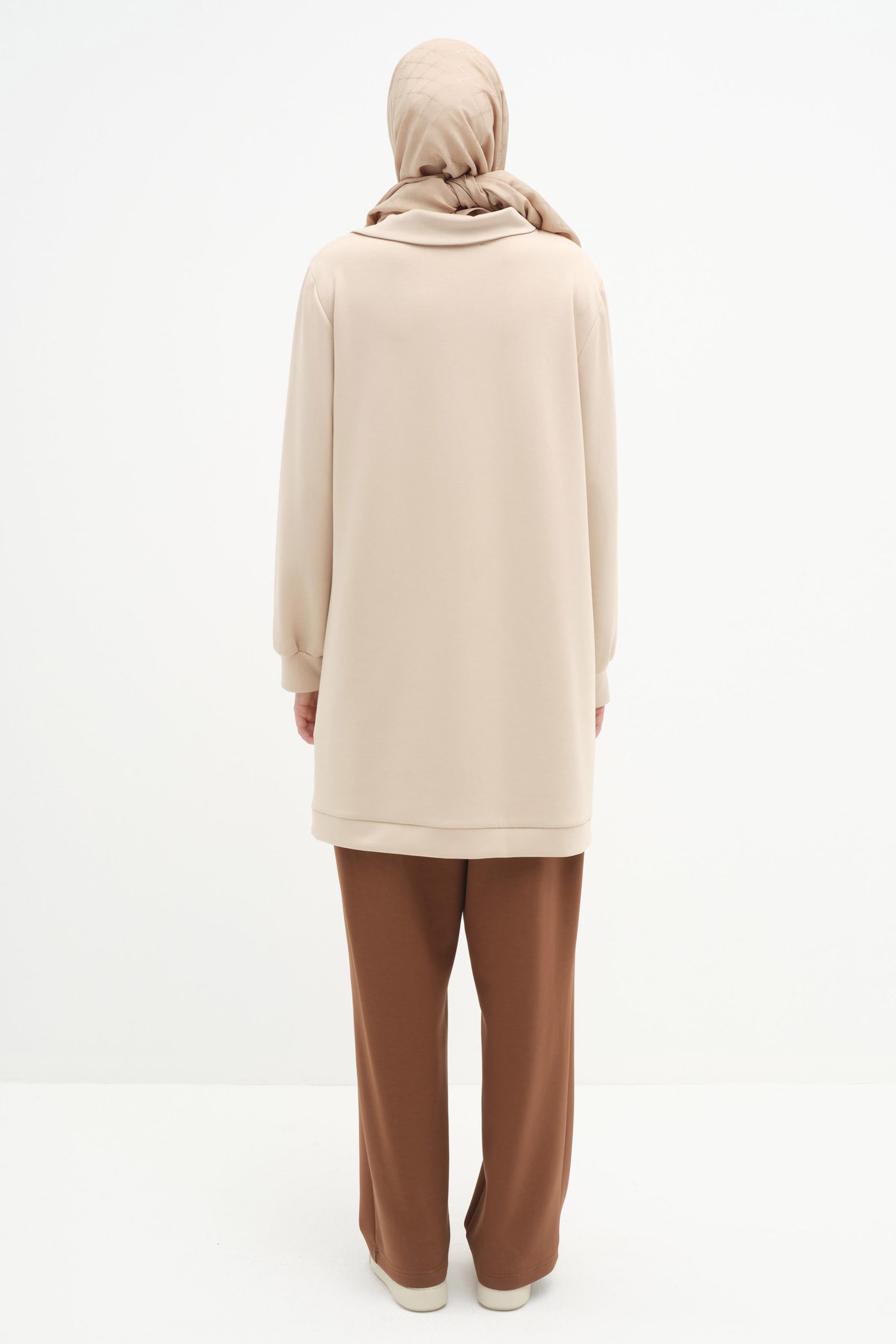 Garnili Örme Takım - Bej - Kahve TUGBA