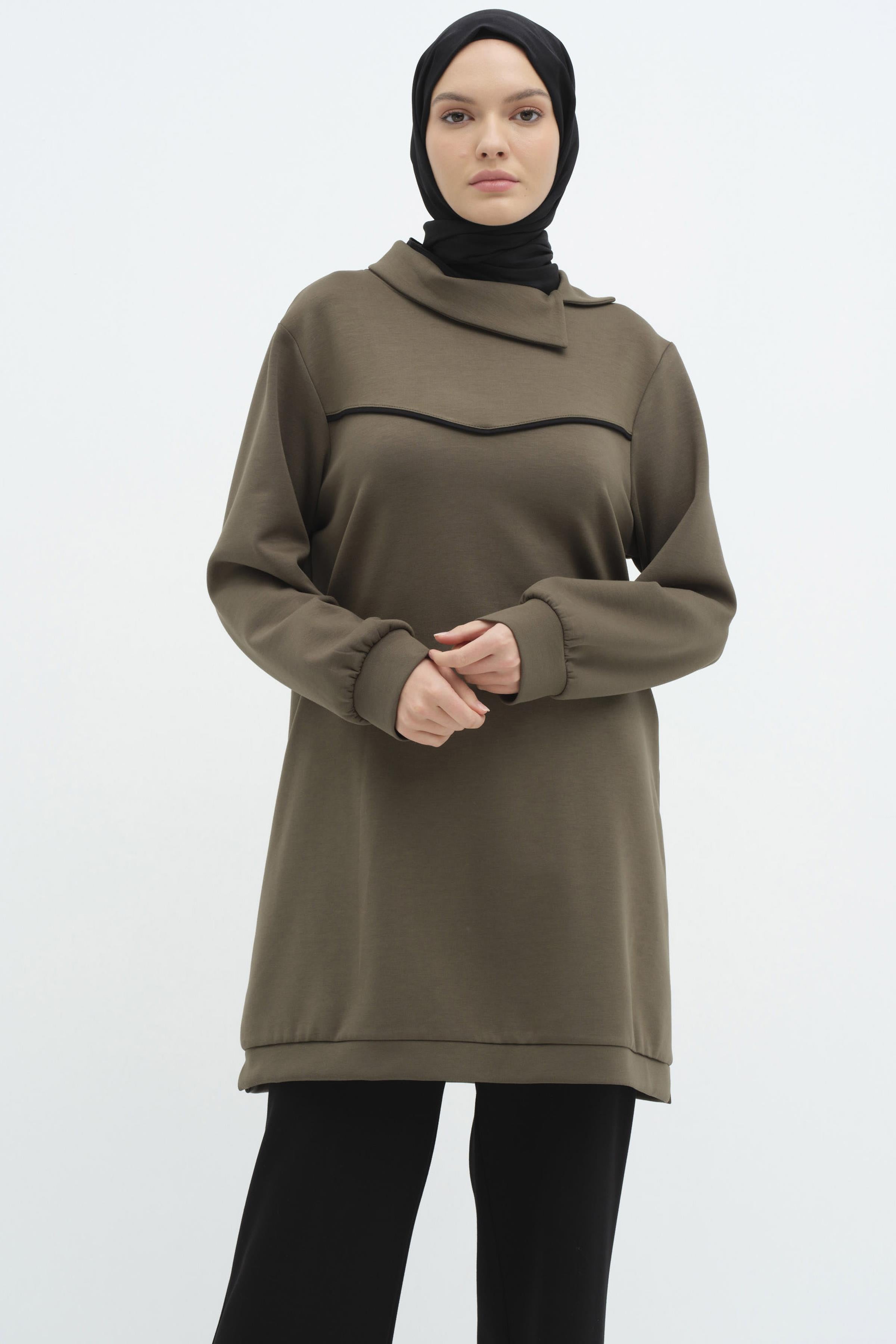 Garnili Örme Takım - Haki - Siyah TUGBA