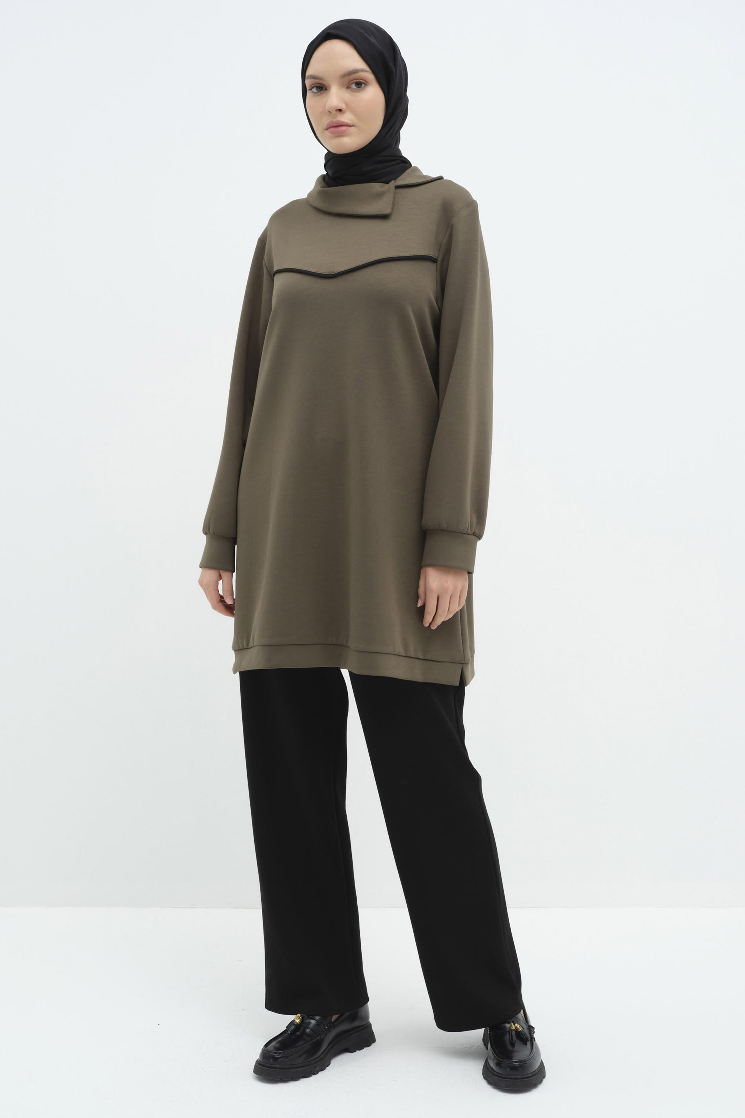 Garnili Örme Takım - Haki - Siyah TUGBA